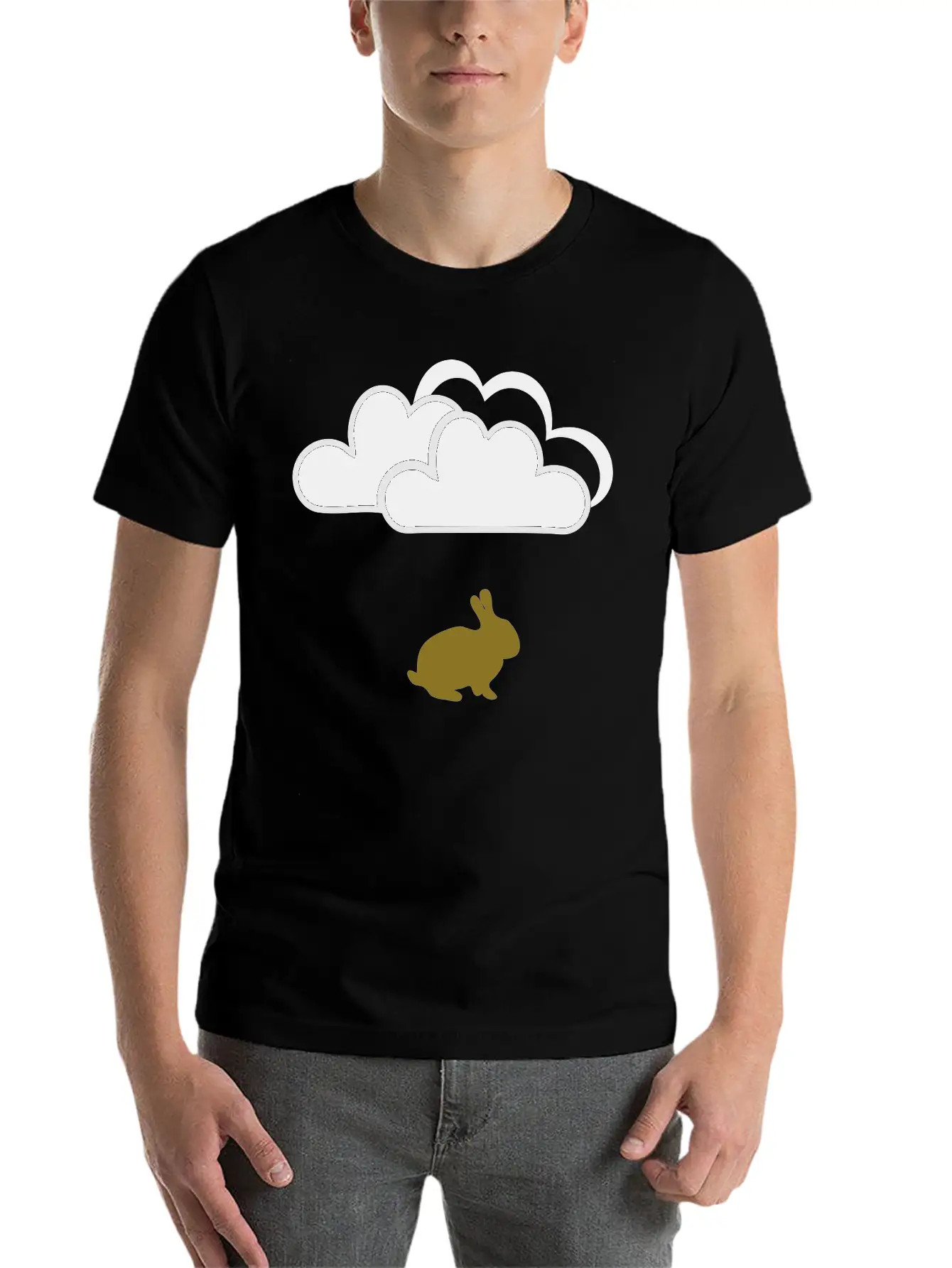 Rabbit Under Clouds Unisex Short Sleeve Soft Cotton T-Shirt – Casual Everyday Wear