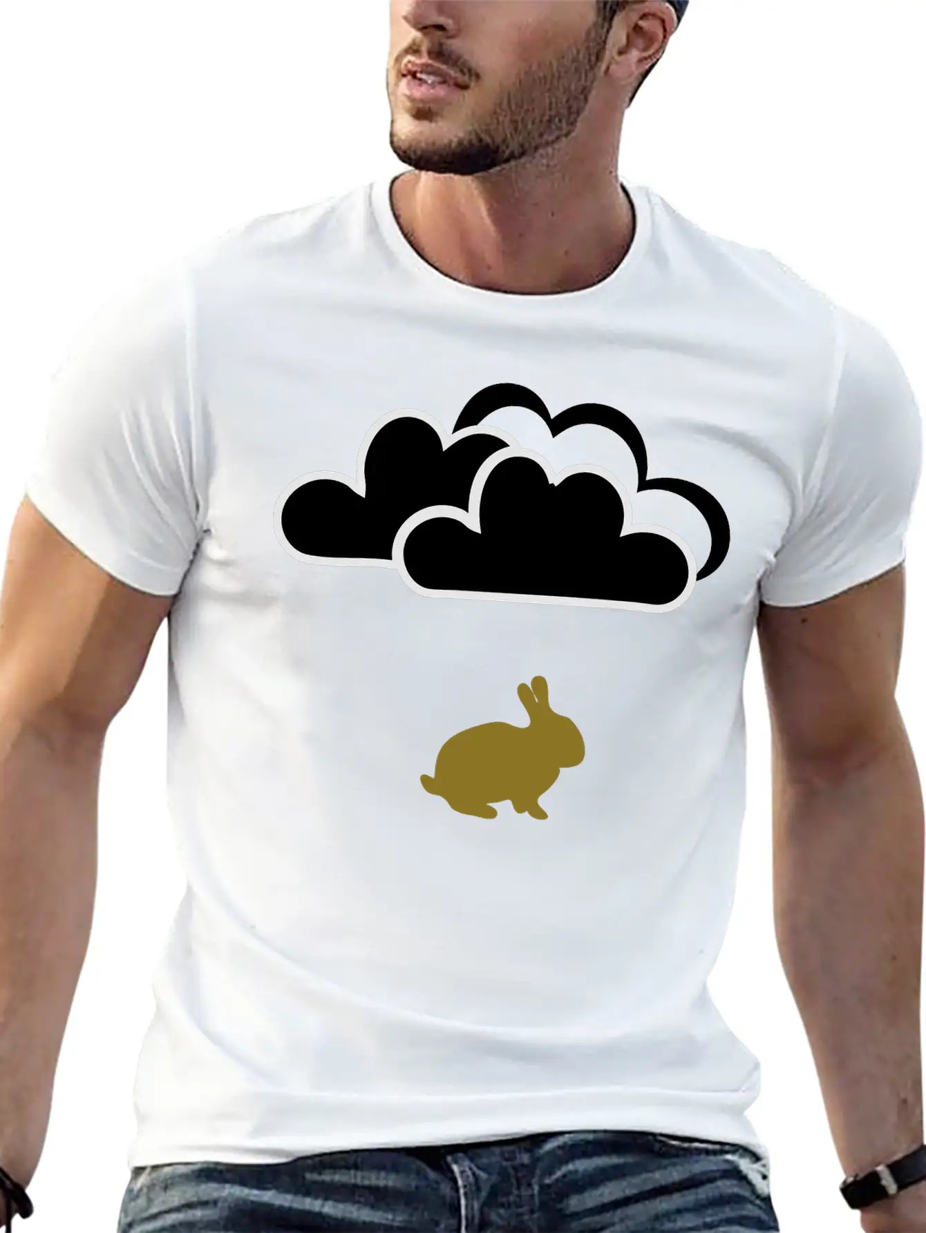 Rabbit Under Clouds Unisex Short Sleeve Soft Cotton T-Shirt – Casual Everyday Wear