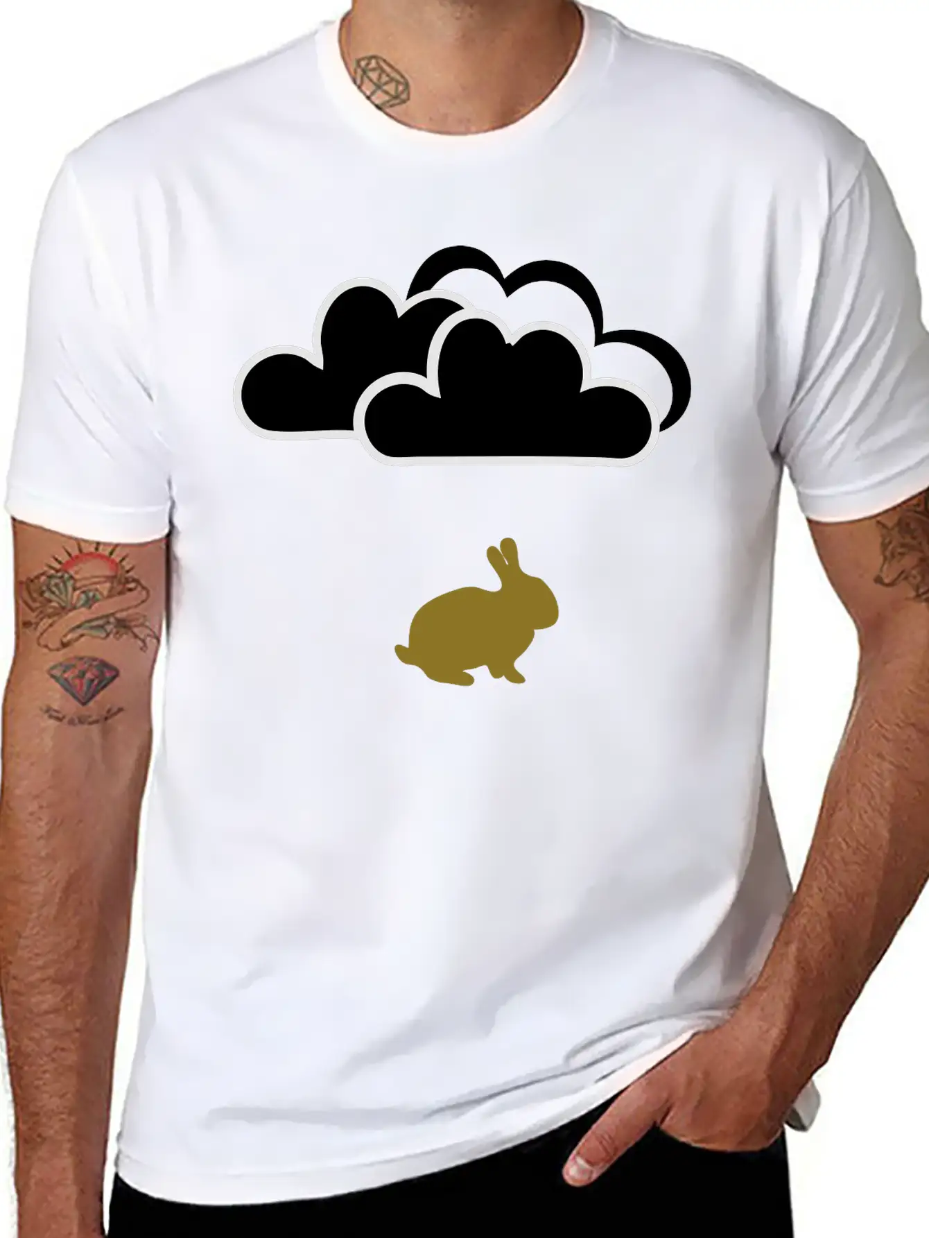 Rabbit Under Clouds Unisex Short Sleeve Soft Cotton T-Shirt – Casual Everyday Wear