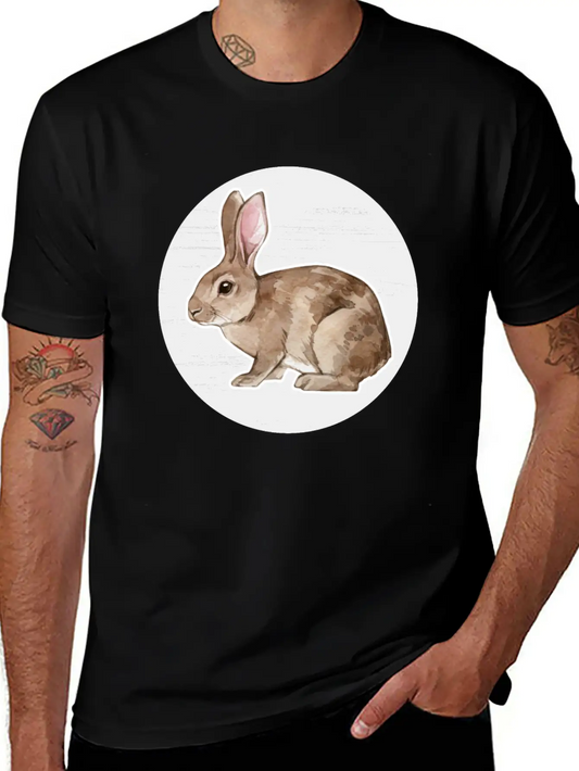 Rabbit Watercolor Drawing Stylish Everyday T-Shirt – Unisex Basic Cotton Tee