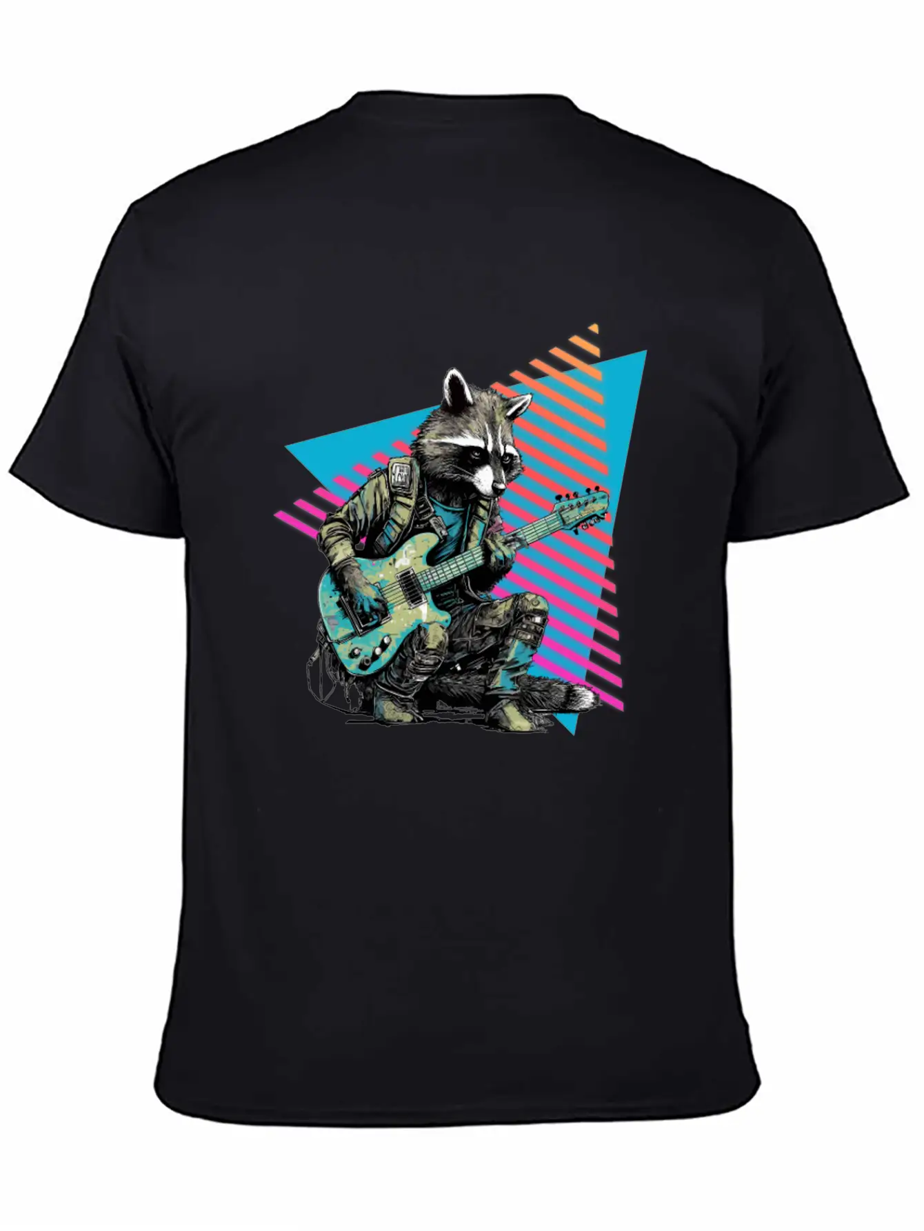 Raccoon Playing Guitar 80s 90s Basic Graphic T-Shirt – Daily Comfort In Soft Cotton