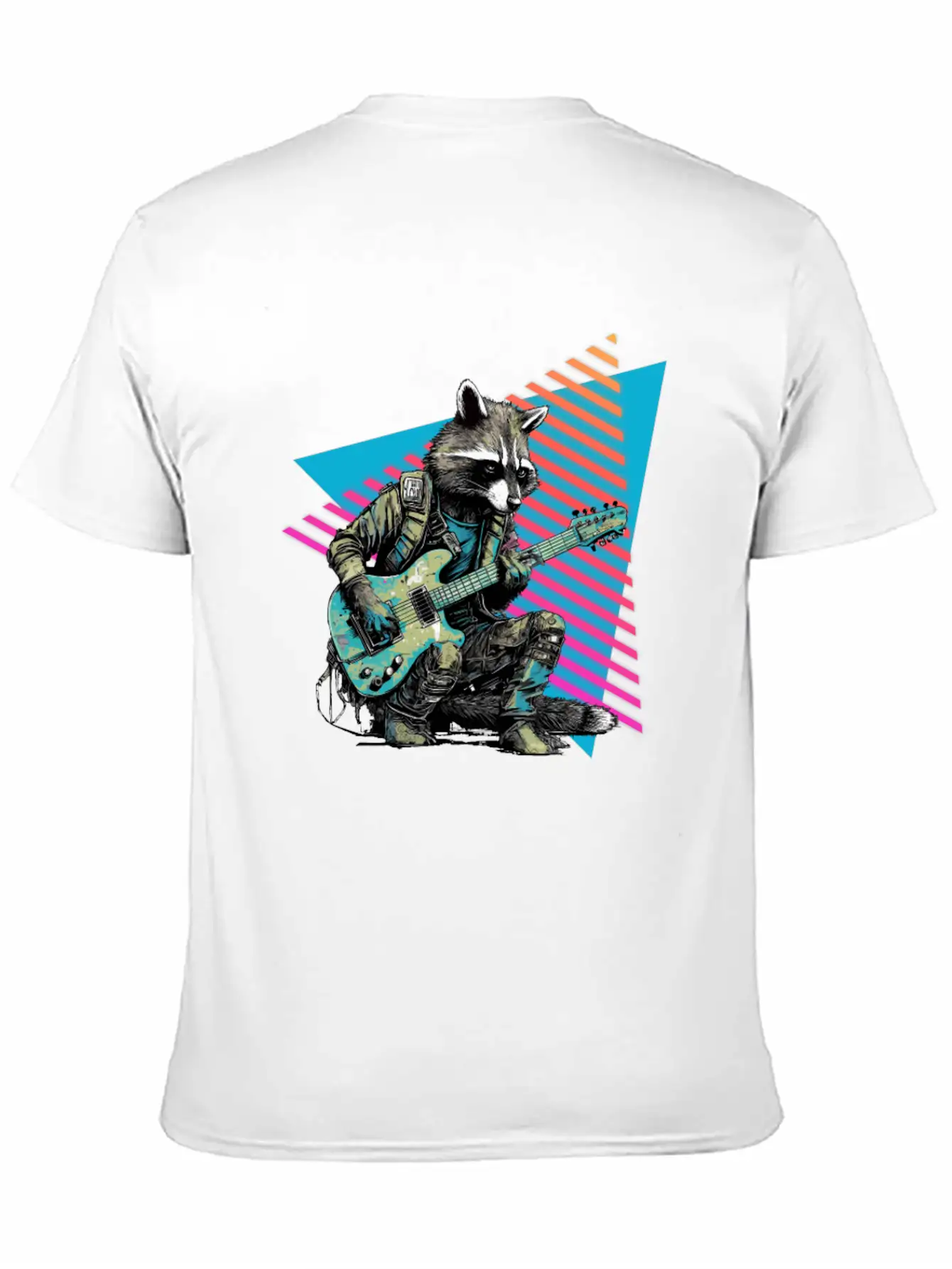 Raccoon Playing Guitar 80s 90s Basic Graphic T-Shirt – Daily Comfort In Soft Cotton