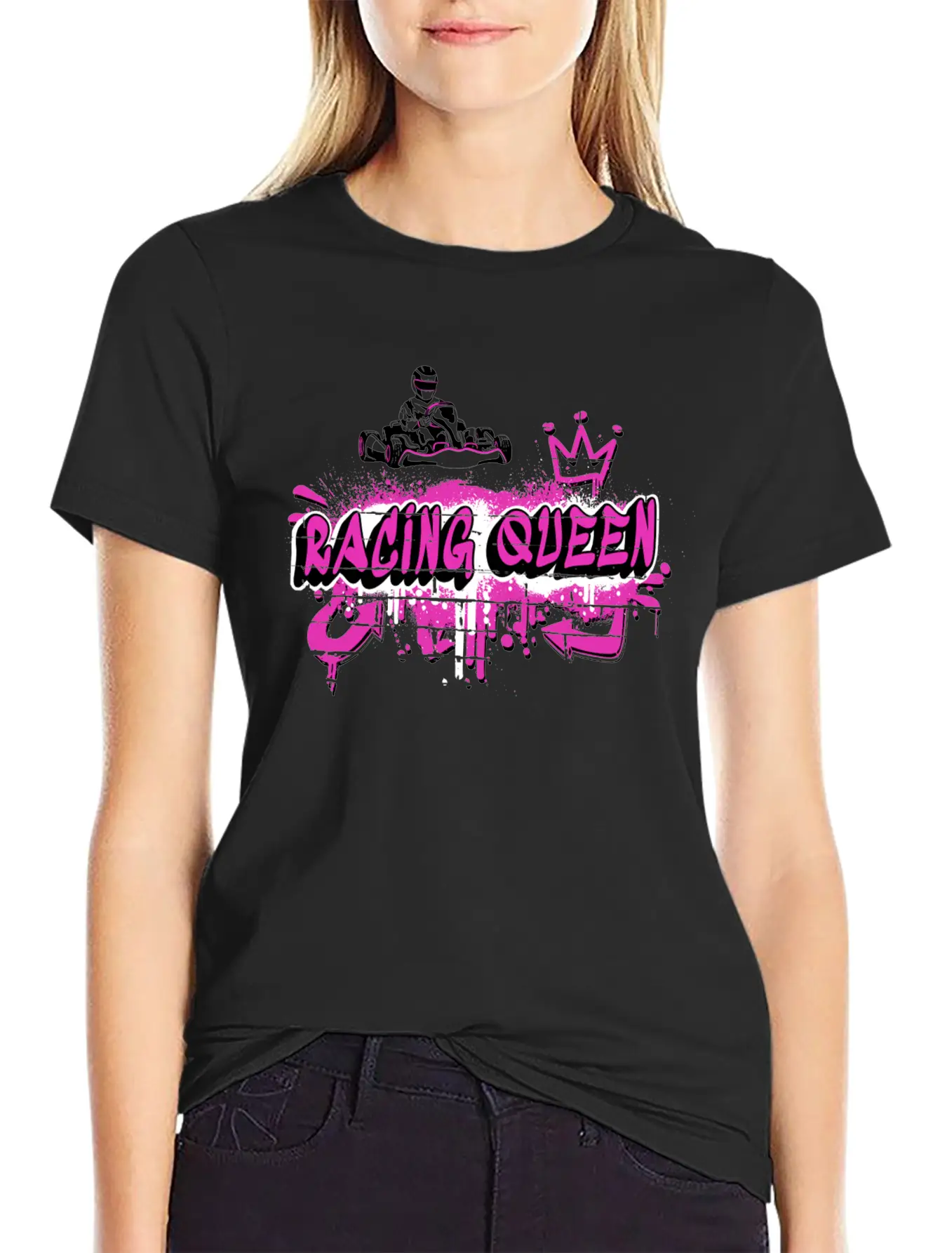 Racing Queen Go Kart Design Unisex Short Sleeve Soft Cotton T-Shirt – Casual Everyday Wear