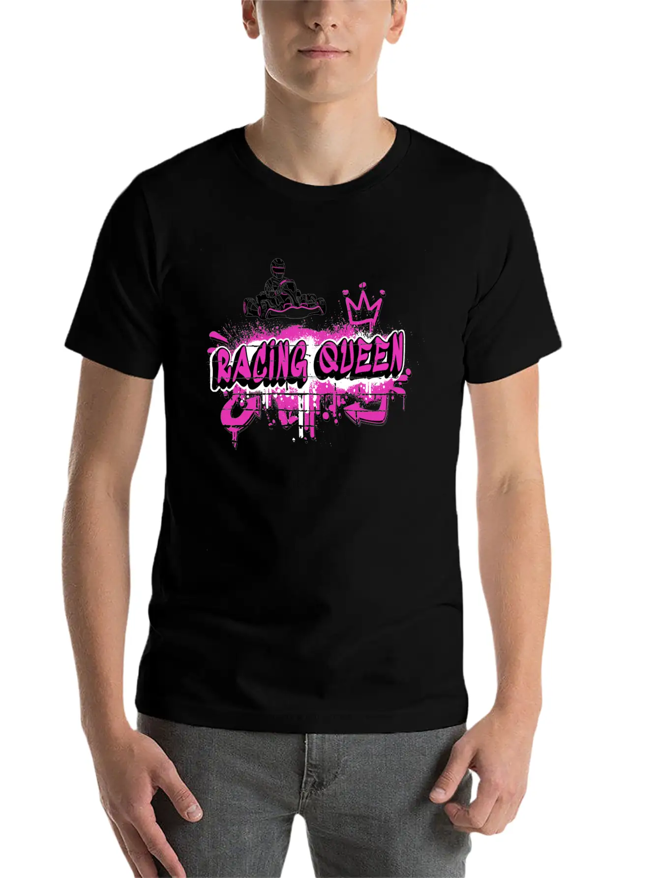 Racing Queen Go Kart Design Unisex Short Sleeve Soft Cotton T-Shirt – Casual Everyday Wear
