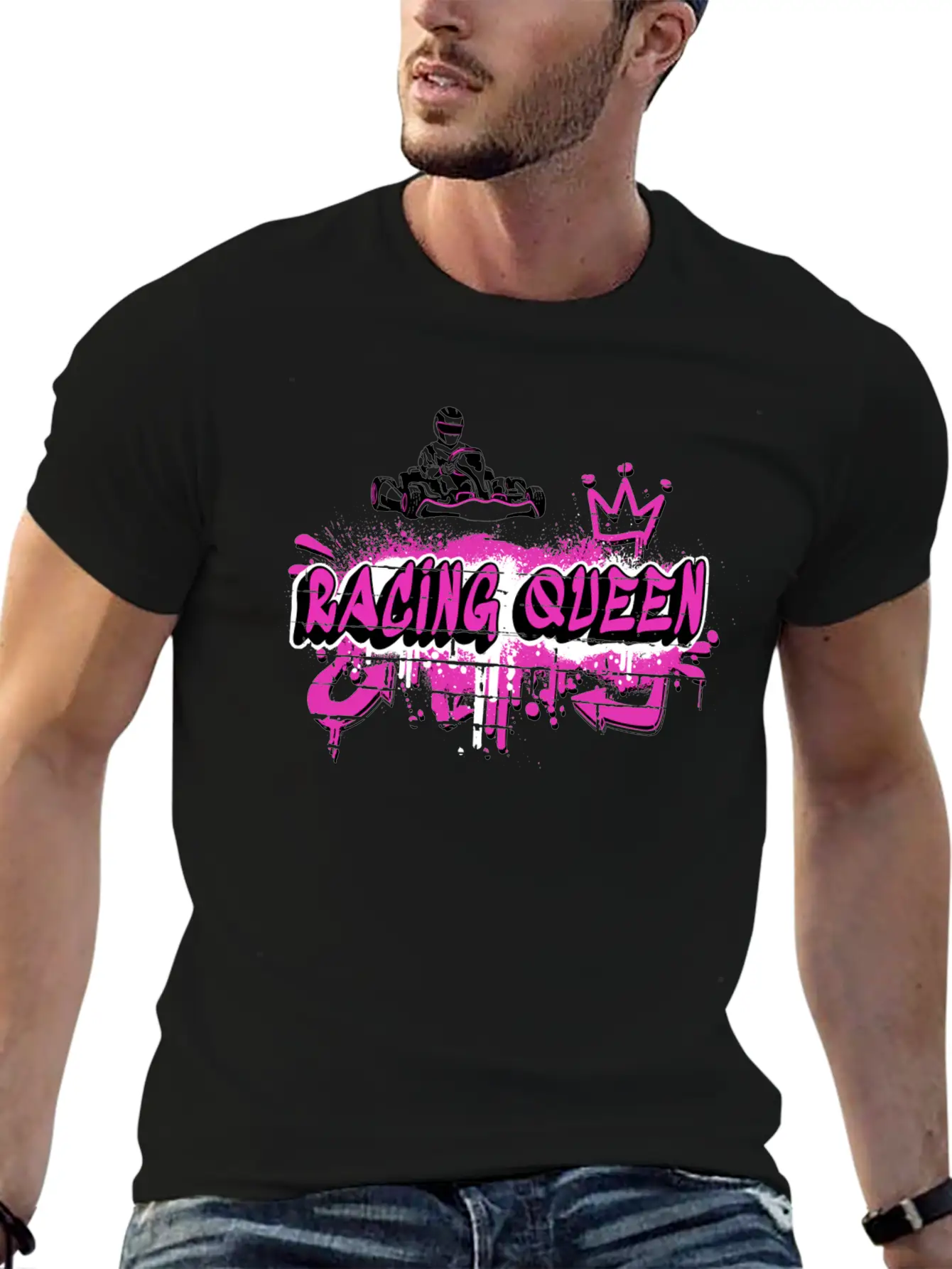 Racing Queen Go Kart Design Unisex Short Sleeve Soft Cotton T-Shirt – Casual Everyday Wear