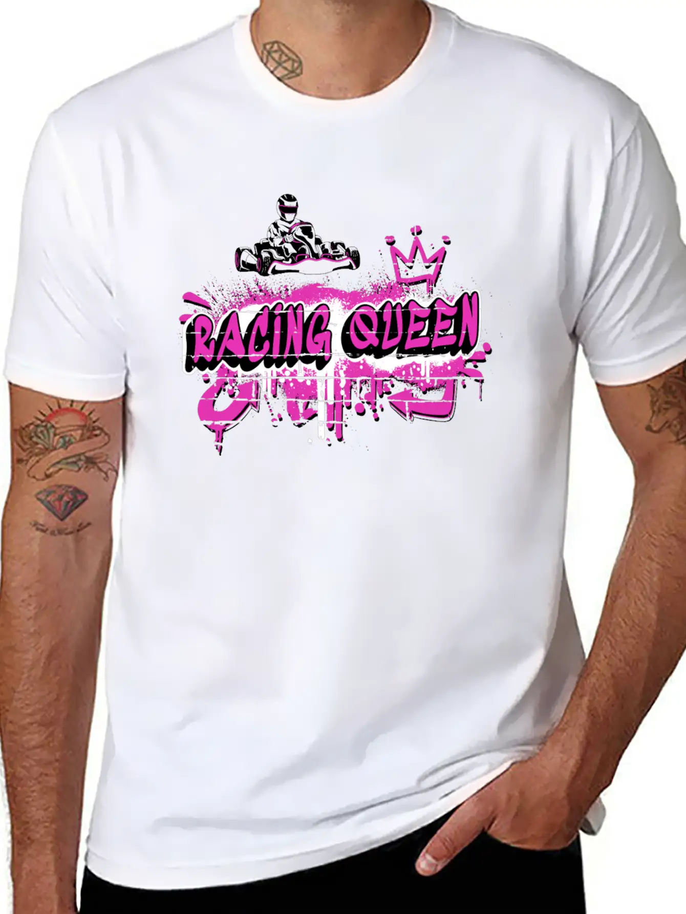 Racing Queen Go Kart Design Unisex Short Sleeve Soft Cotton T-Shirt – Casual Everyday Wear