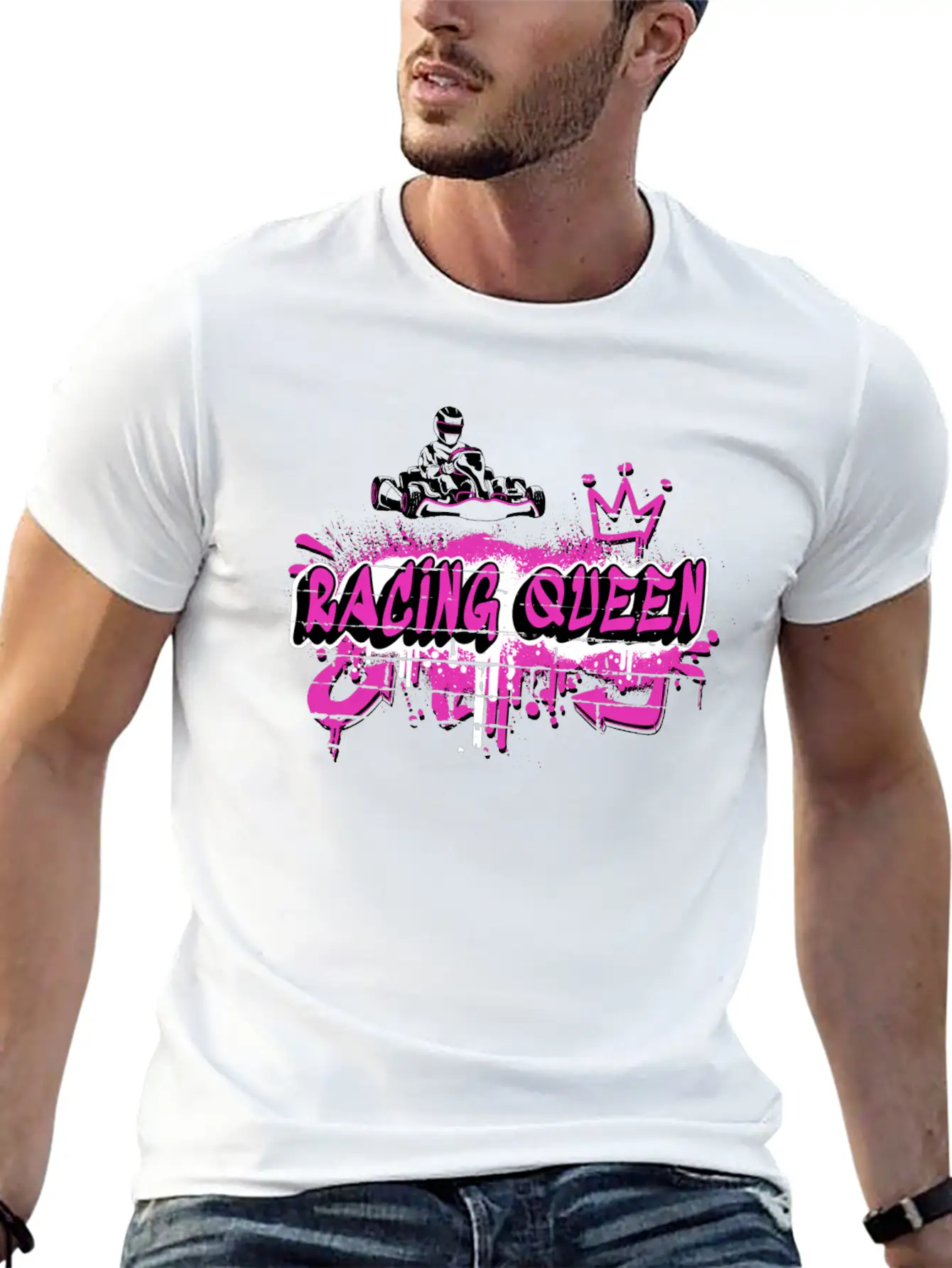 Racing Queen Go Kart Design Unisex Short Sleeve Soft Cotton T-Shirt – Casual Everyday Wear