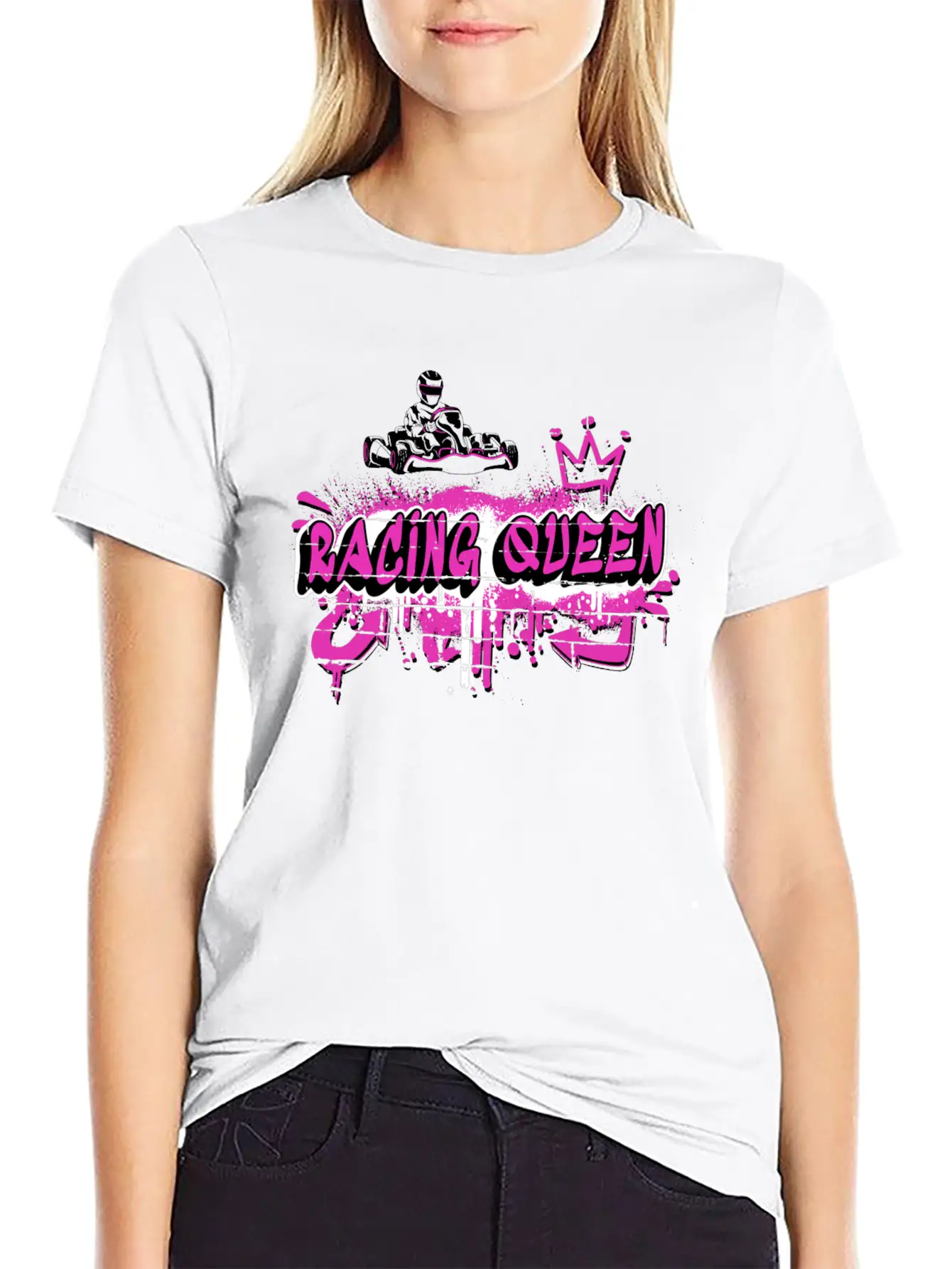 Racing Queen Go Kart Design Unisex Short Sleeve Soft Cotton T-Shirt – Casual Everyday Wear
