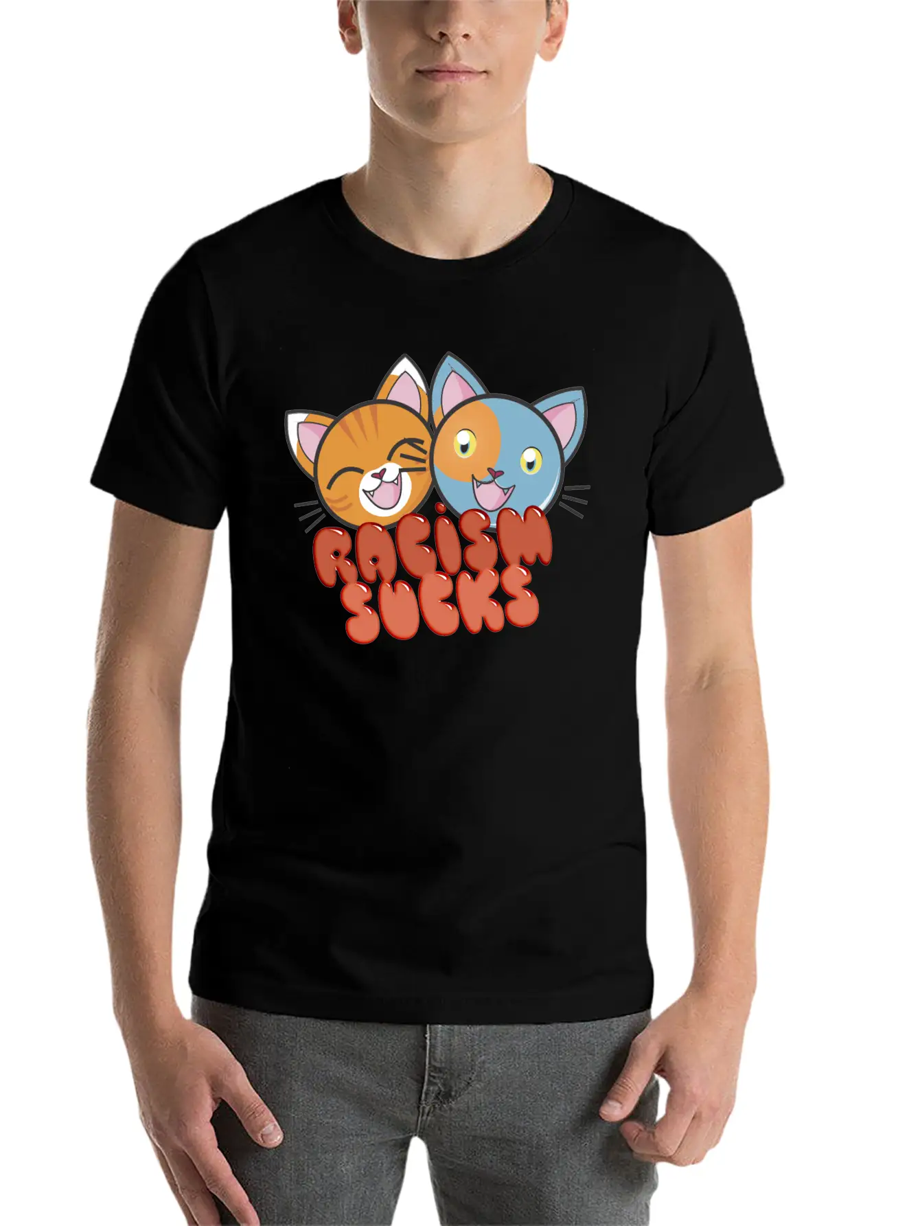 Racism Sucks Unisex Short Sleeve Soft Cotton T-Shirt – Casual Everyday Wear