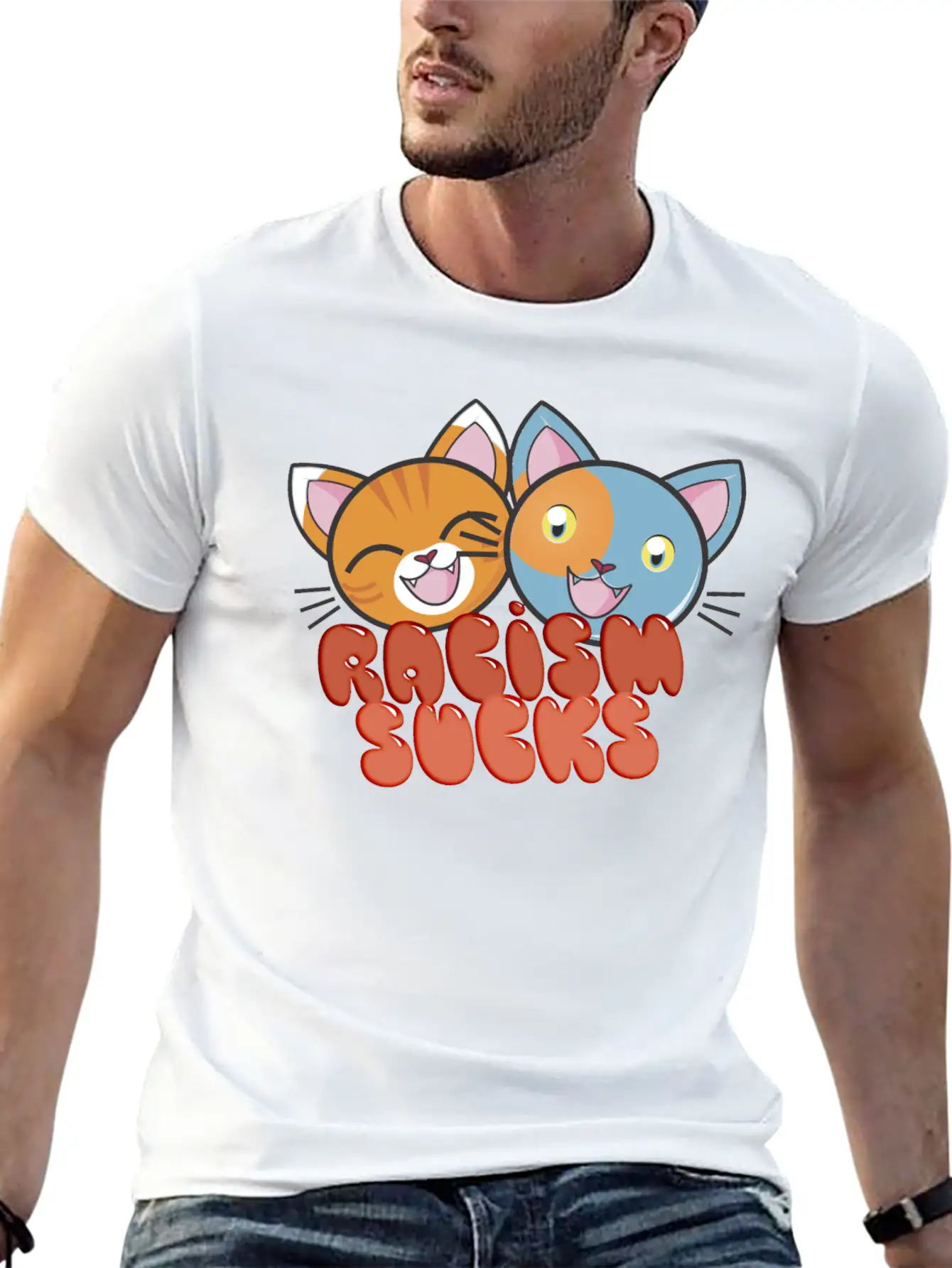 Racism Sucks Unisex Short Sleeve Soft Cotton T-Shirt – Casual Everyday Wear