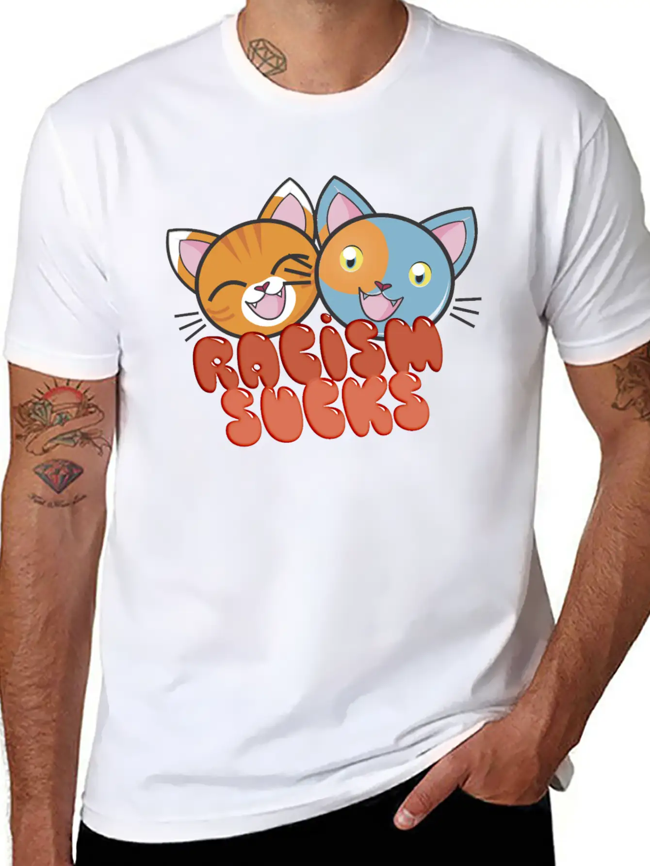 Racism Sucks Unisex Short Sleeve Soft Cotton T-Shirt – Casual Everyday Wear