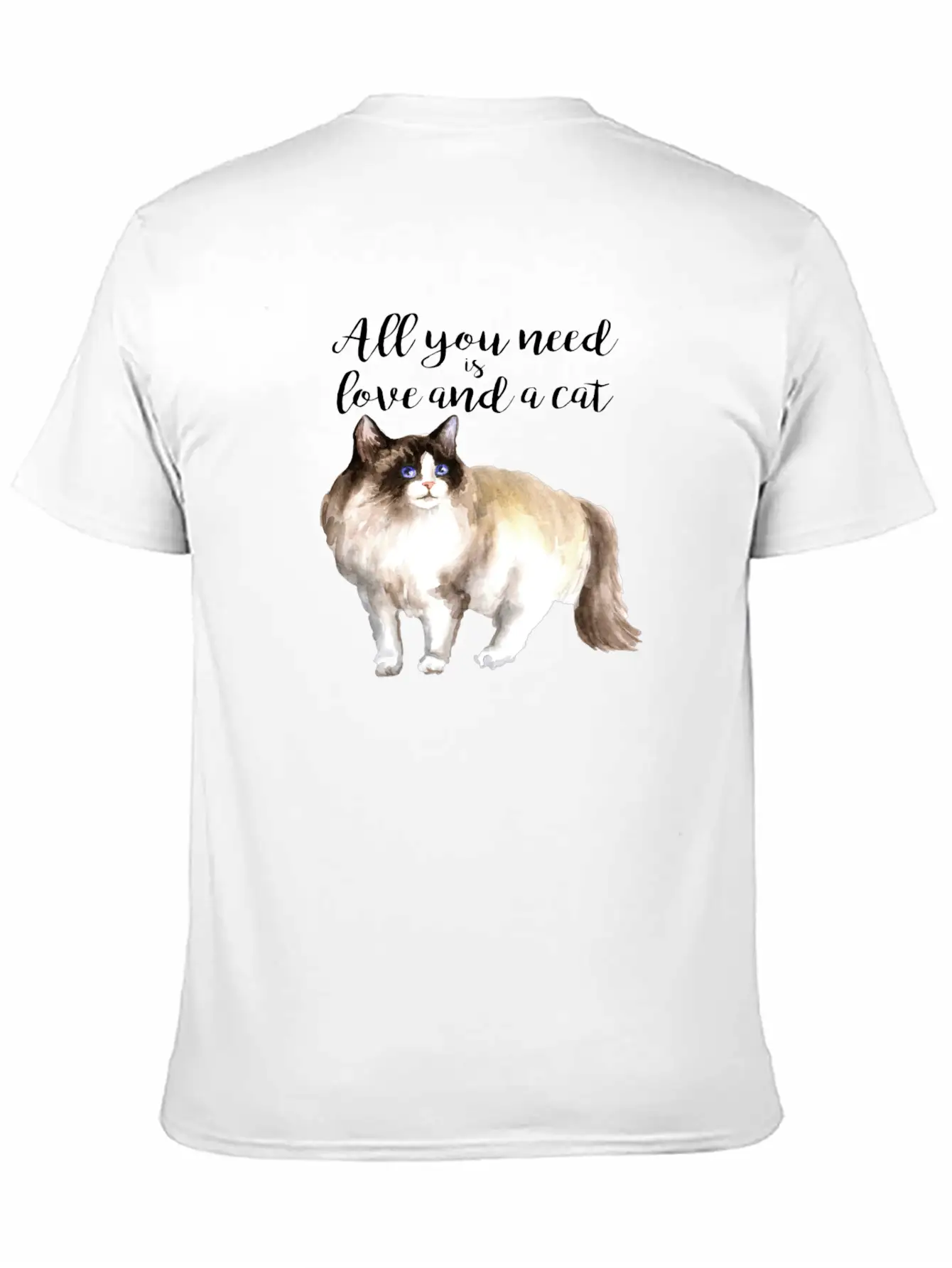 Ragdoll Cat,watercolor Illustration Unisex Casual T-Shirt – Clean Design For Daily Comfort