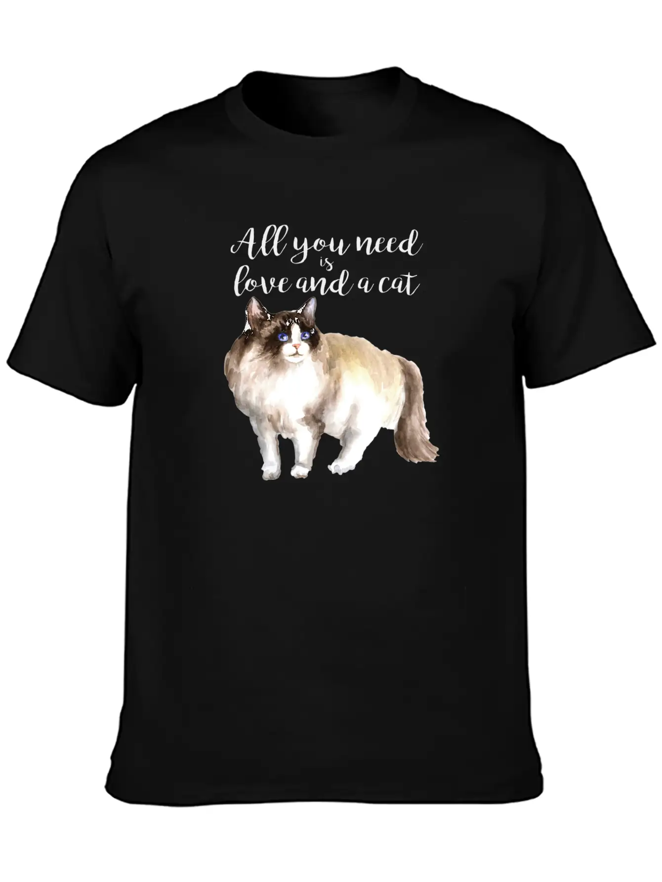 Ragdoll Cat,watercolor Illustration Unisex Casual T-Shirt – Clean Design For Daily Comfort