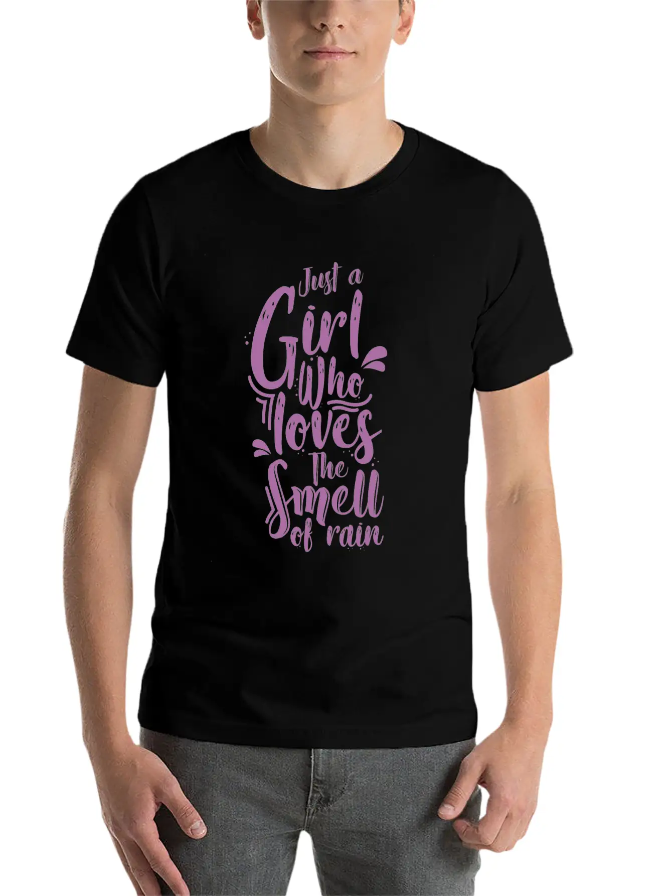 Rain Girl Comfortable Minimalist Graphic Tee – Summer Style Essential