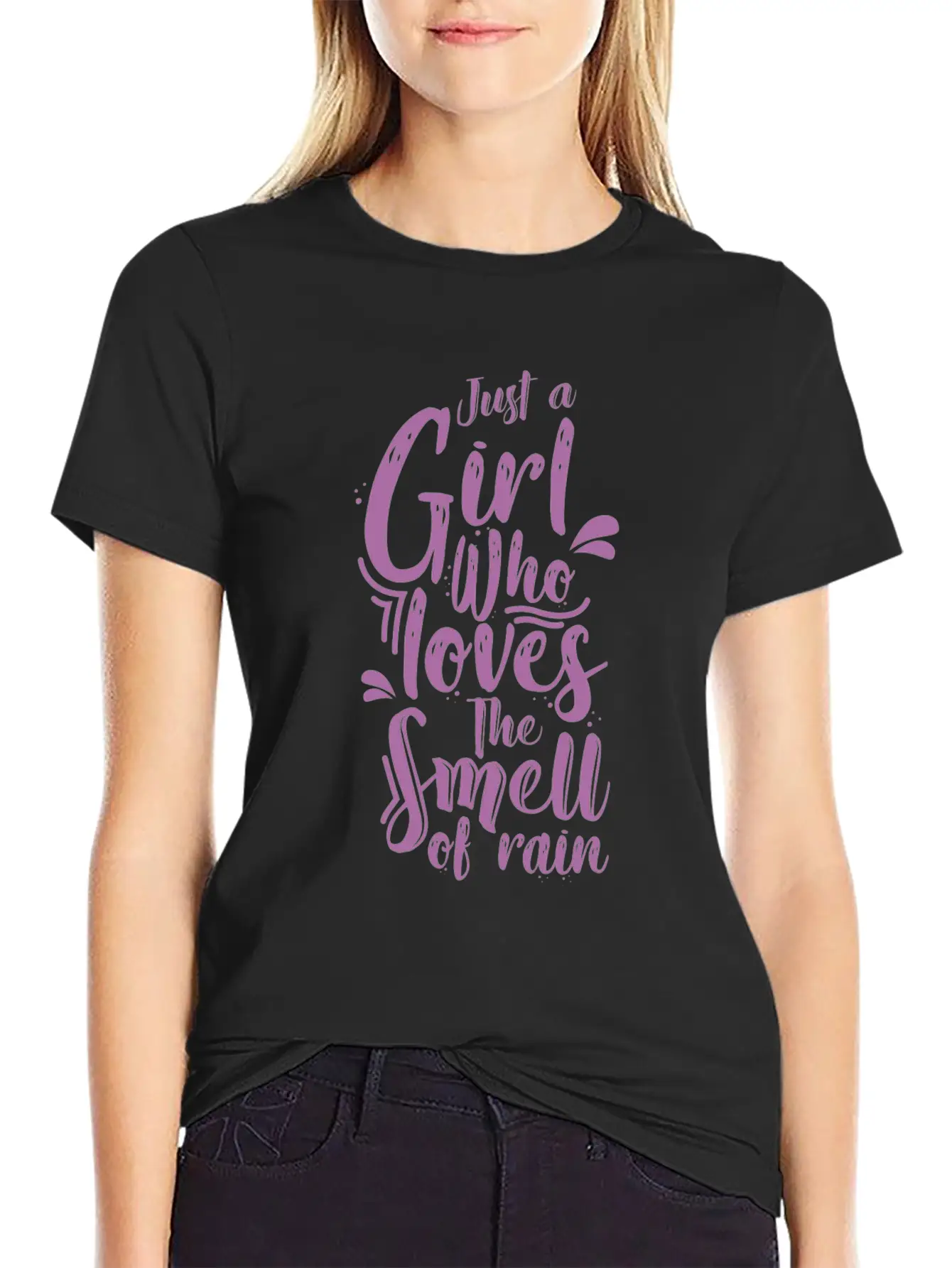 Rain Girl Comfortable Minimalist Graphic Tee – Summer Style Essential