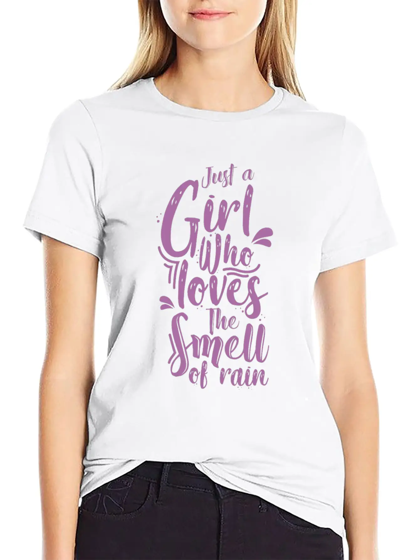 Rain Girl Comfortable Minimalist Graphic Tee – Summer Style Essential