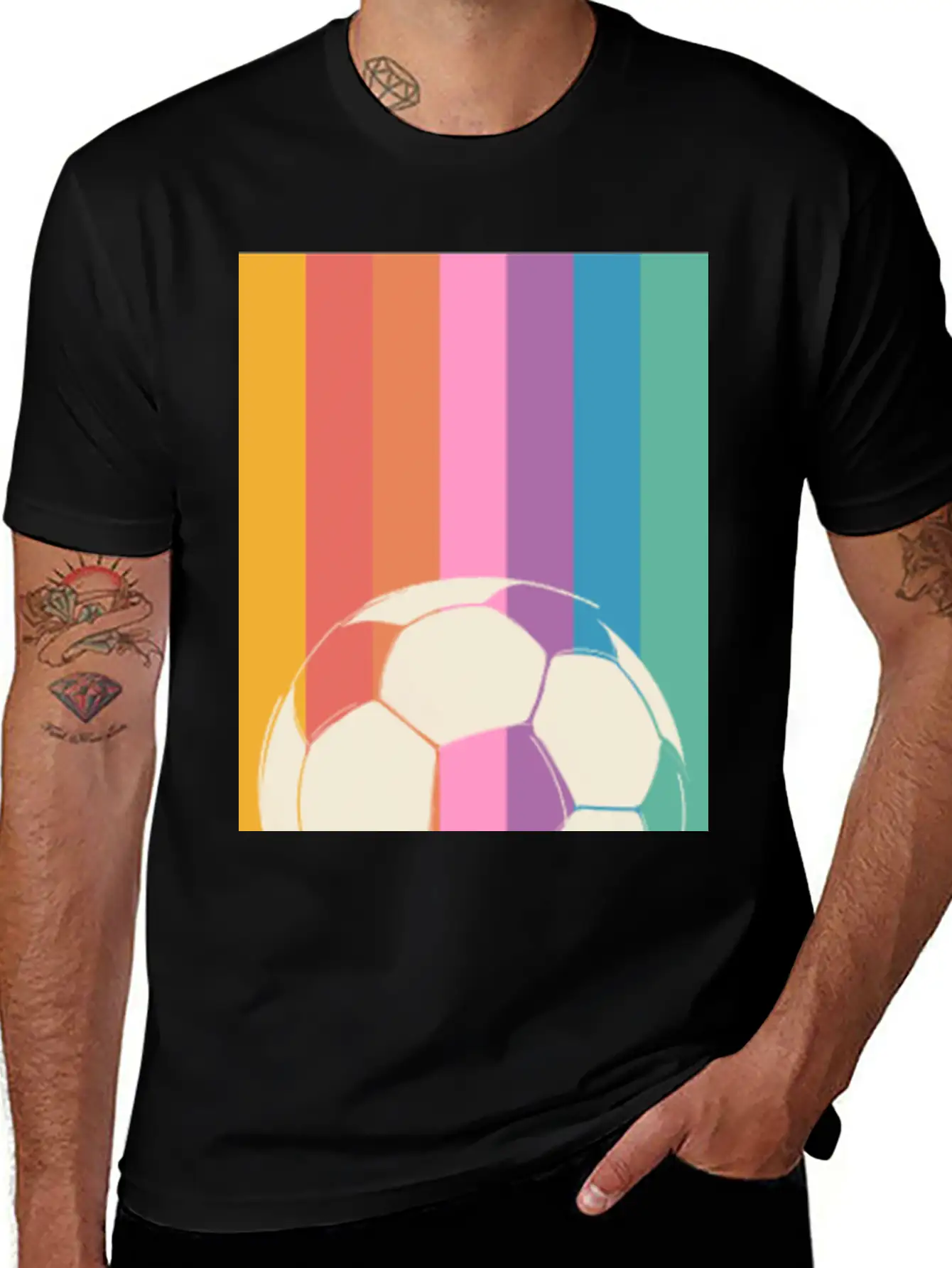 Rainbow Football Unisex Short Sleeve Soft Cotton T-Shirt – Casual Everyday Wear