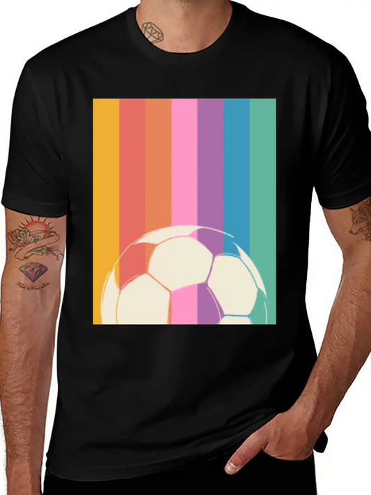 Rainbow Football Unisex Short Sleeve Soft Cotton T-Shirt – Casual Everyday Wear