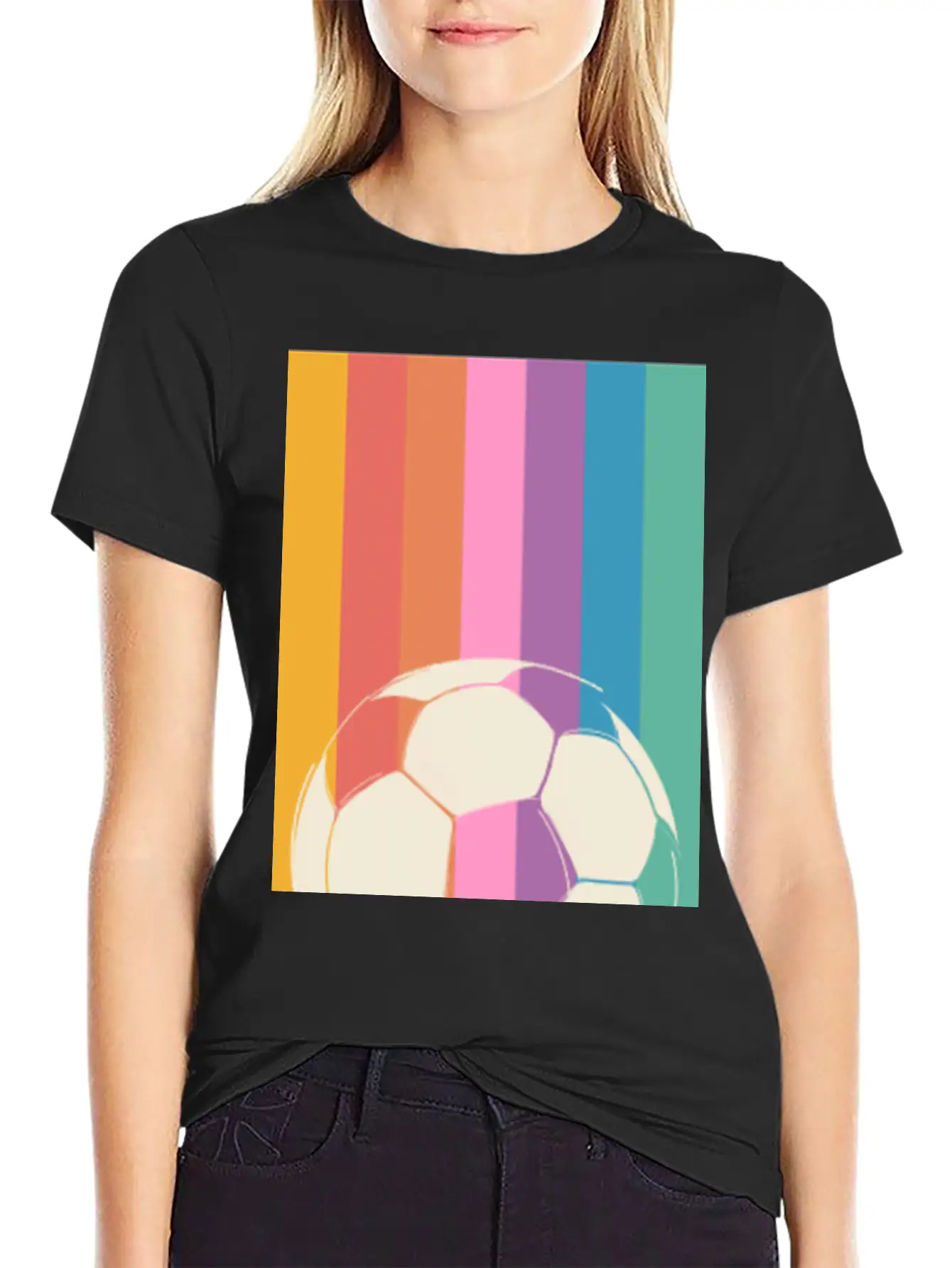 Rainbow Football Unisex Short Sleeve Soft Cotton T-Shirt – Casual Everyday Wear