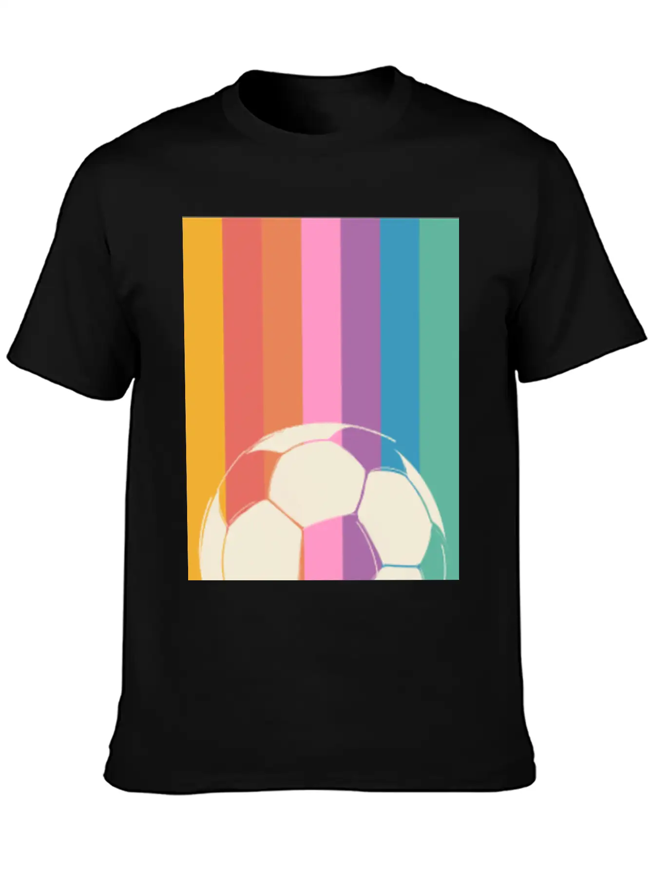 Rainbow Football Unisex Short Sleeve Soft Cotton T-Shirt – Casual Everyday Wear