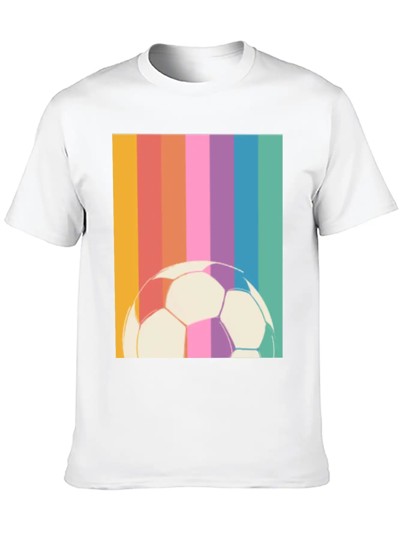 Rainbow Football Unisex Short Sleeve Soft Cotton T-Shirt – Casual Everyday Wear