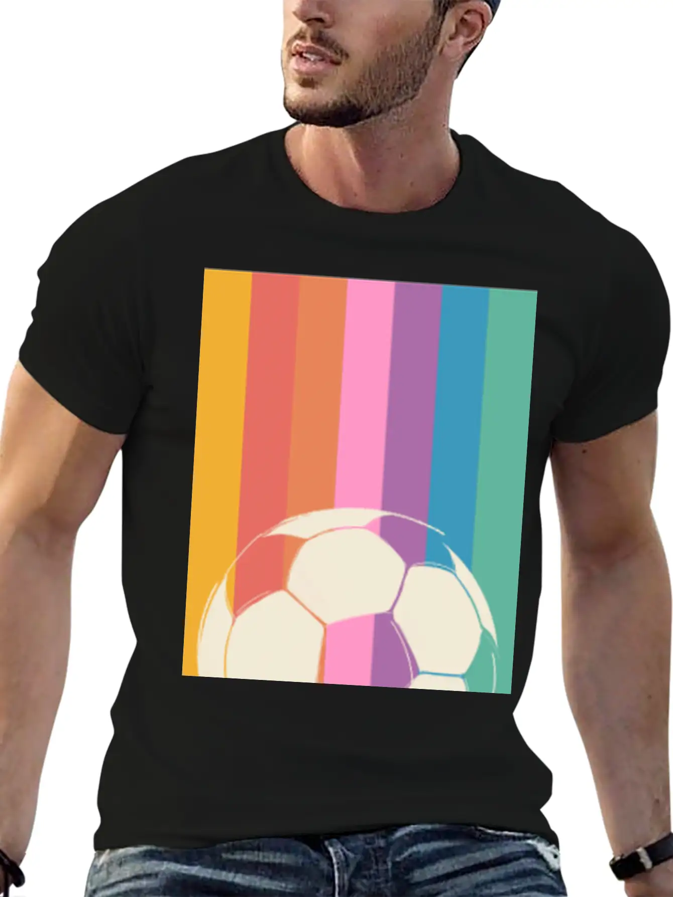 Rainbow Football Unisex Short Sleeve Soft Cotton T-Shirt – Casual Everyday Wear