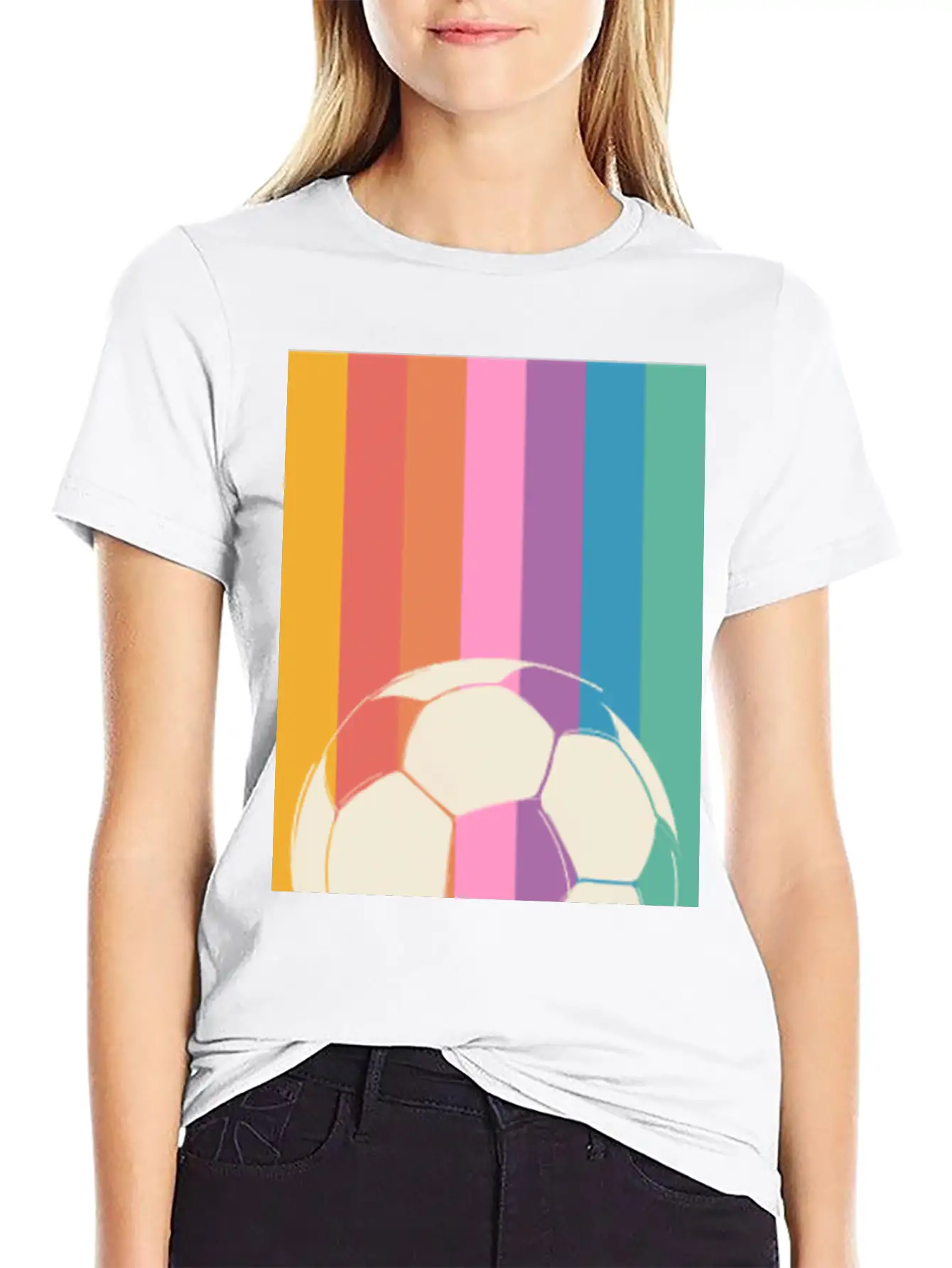 Rainbow Football Unisex Short Sleeve Soft Cotton T-Shirt – Casual Everyday Wear