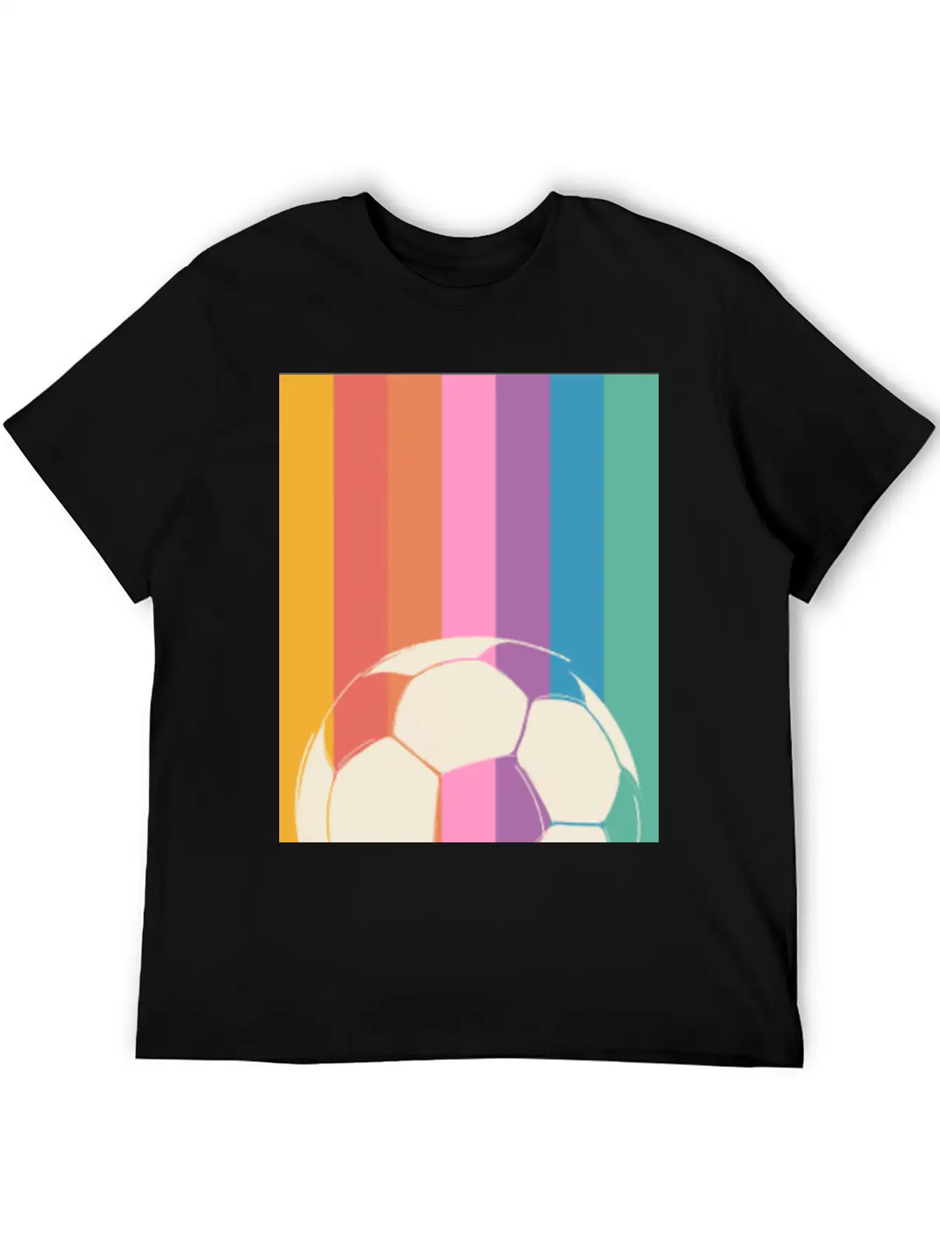 Rainbow Football Unisex Short Sleeve Soft Cotton T-Shirt – Casual Everyday Wear