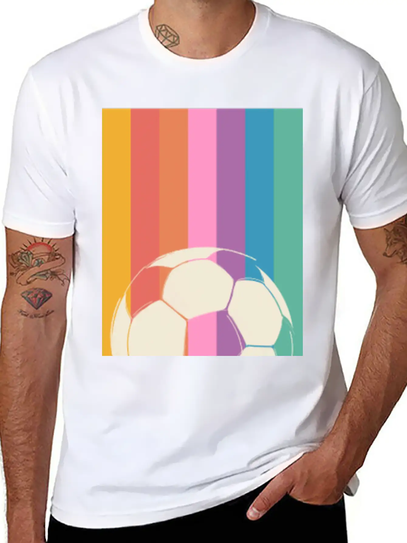 Rainbow Football Unisex Short Sleeve Soft Cotton T-Shirt – Casual Everyday Wear