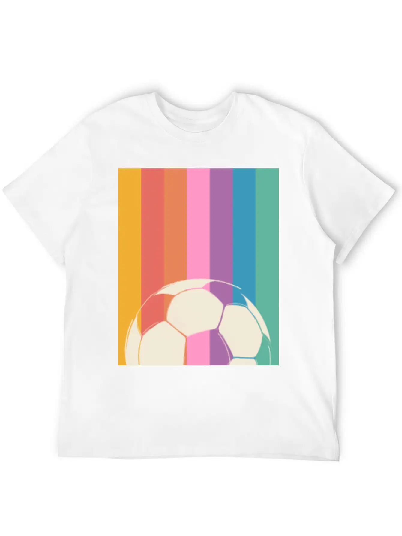 Rainbow Football Unisex Short Sleeve Soft Cotton T-Shirt – Casual Everyday Wear