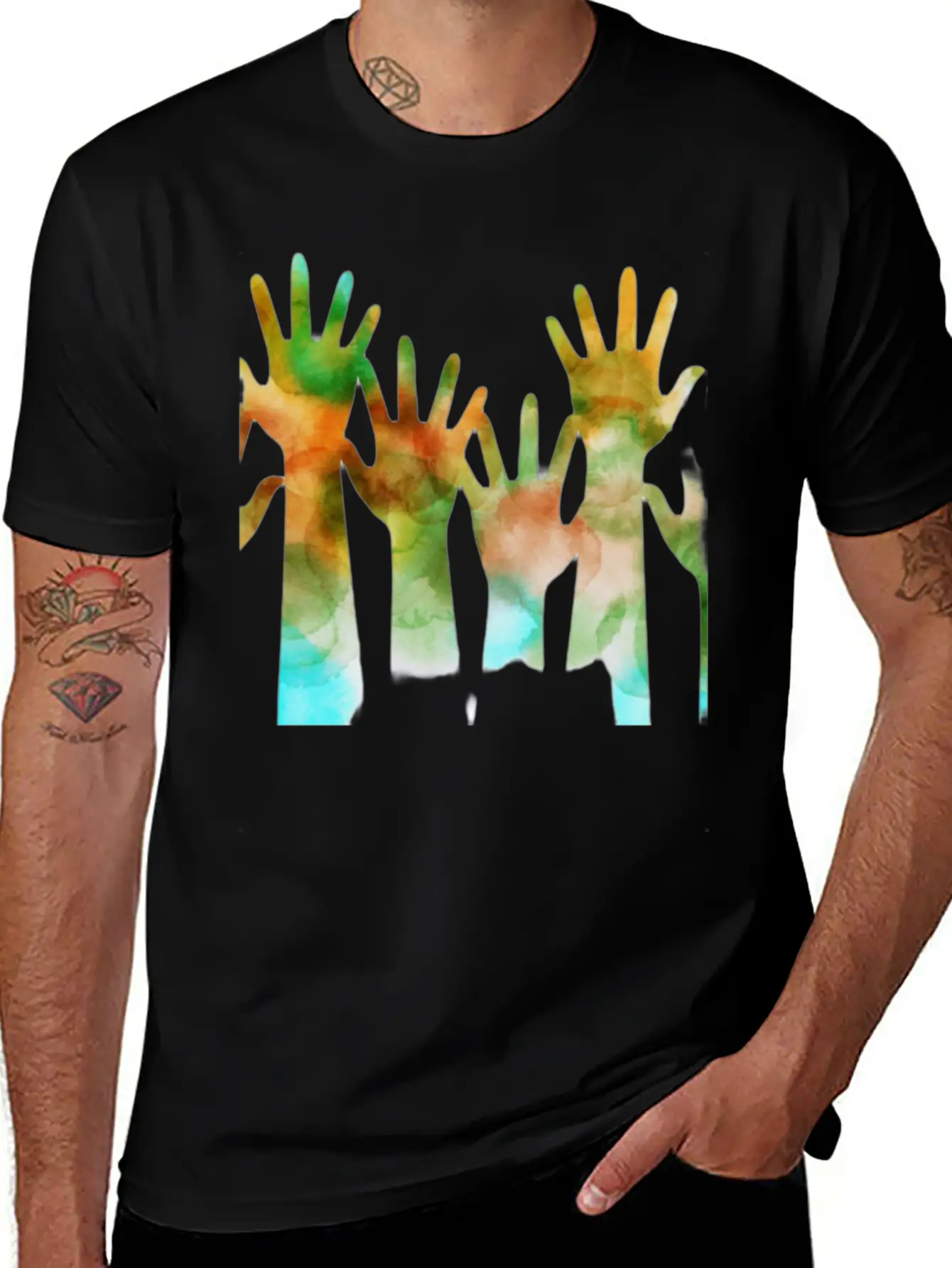 Rainbow Hand Stylish Everyday T-Shirt – Unisex Basic Cotton Tee