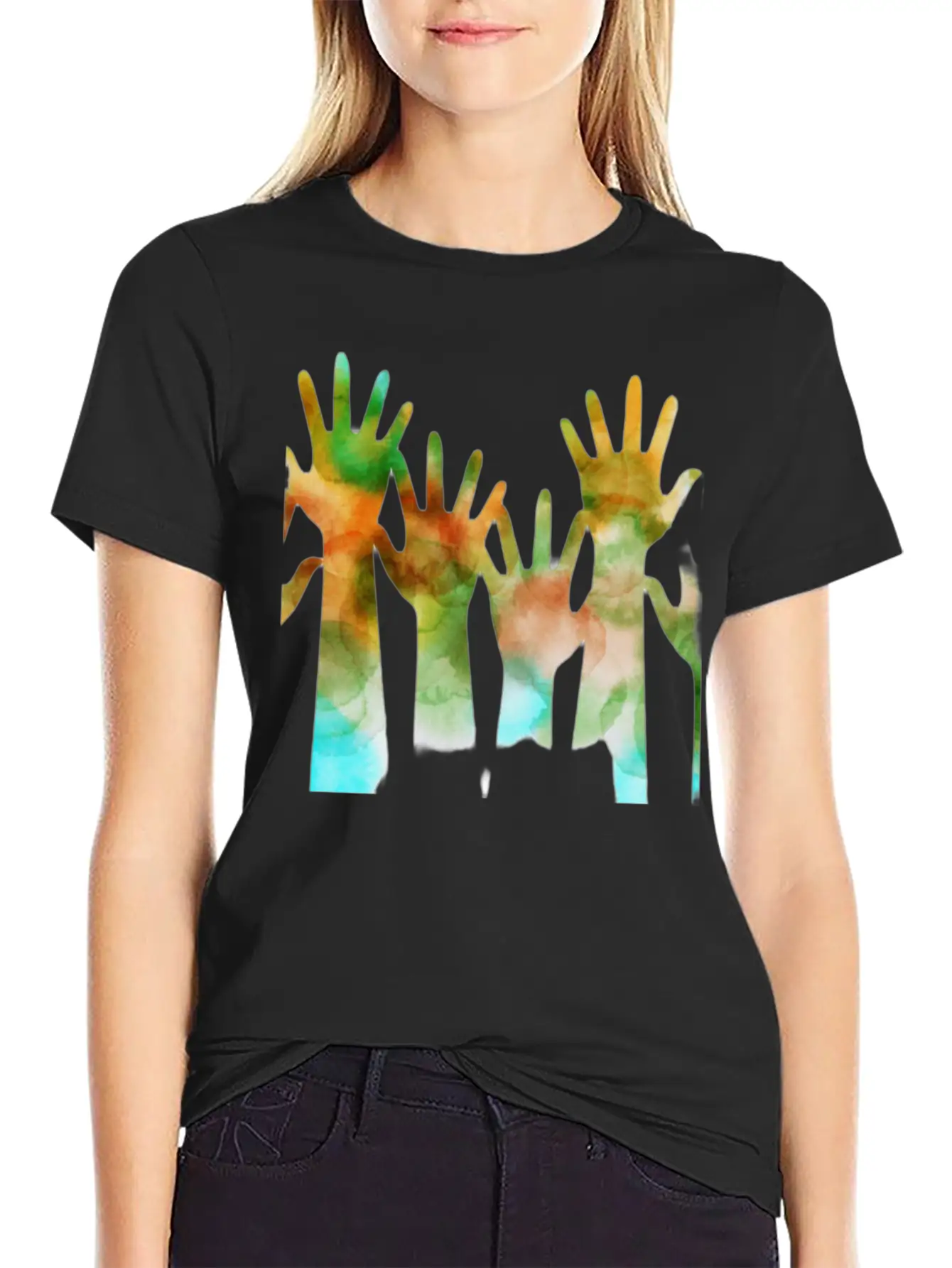 Rainbow Hand Stylish Everyday T-Shirt – Unisex Basic Cotton Tee