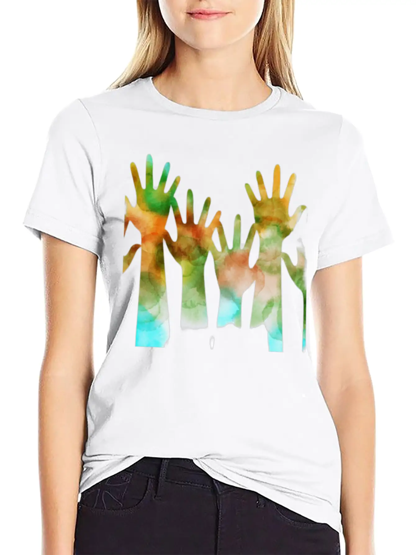 Rainbow Hand Stylish Everyday T-Shirt – Unisex Basic Cotton Tee