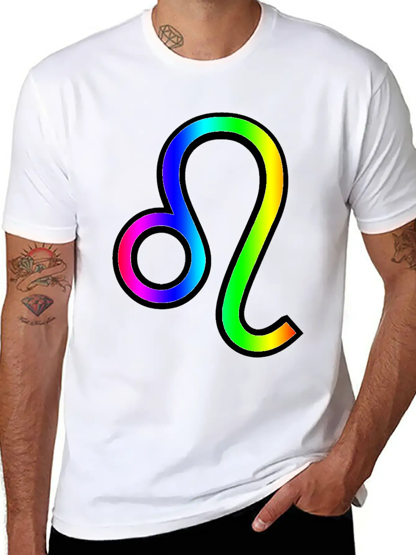 Rainbow Leo Unisex Short Sleeve Soft Cotton T-Shirt – Casual Everyday Wear