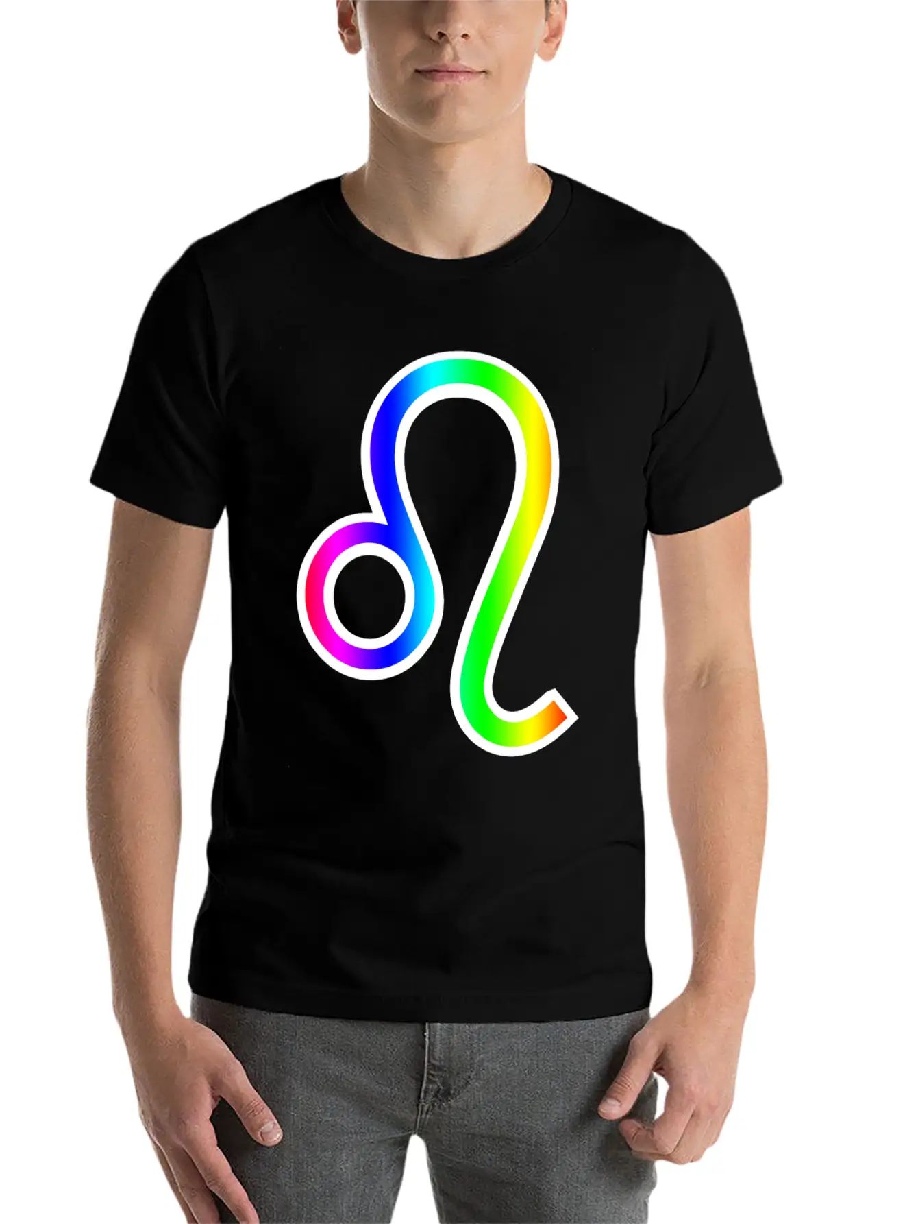 Rainbow Leo Unisex Short Sleeve Soft Cotton T-Shirt – Casual Everyday Wear