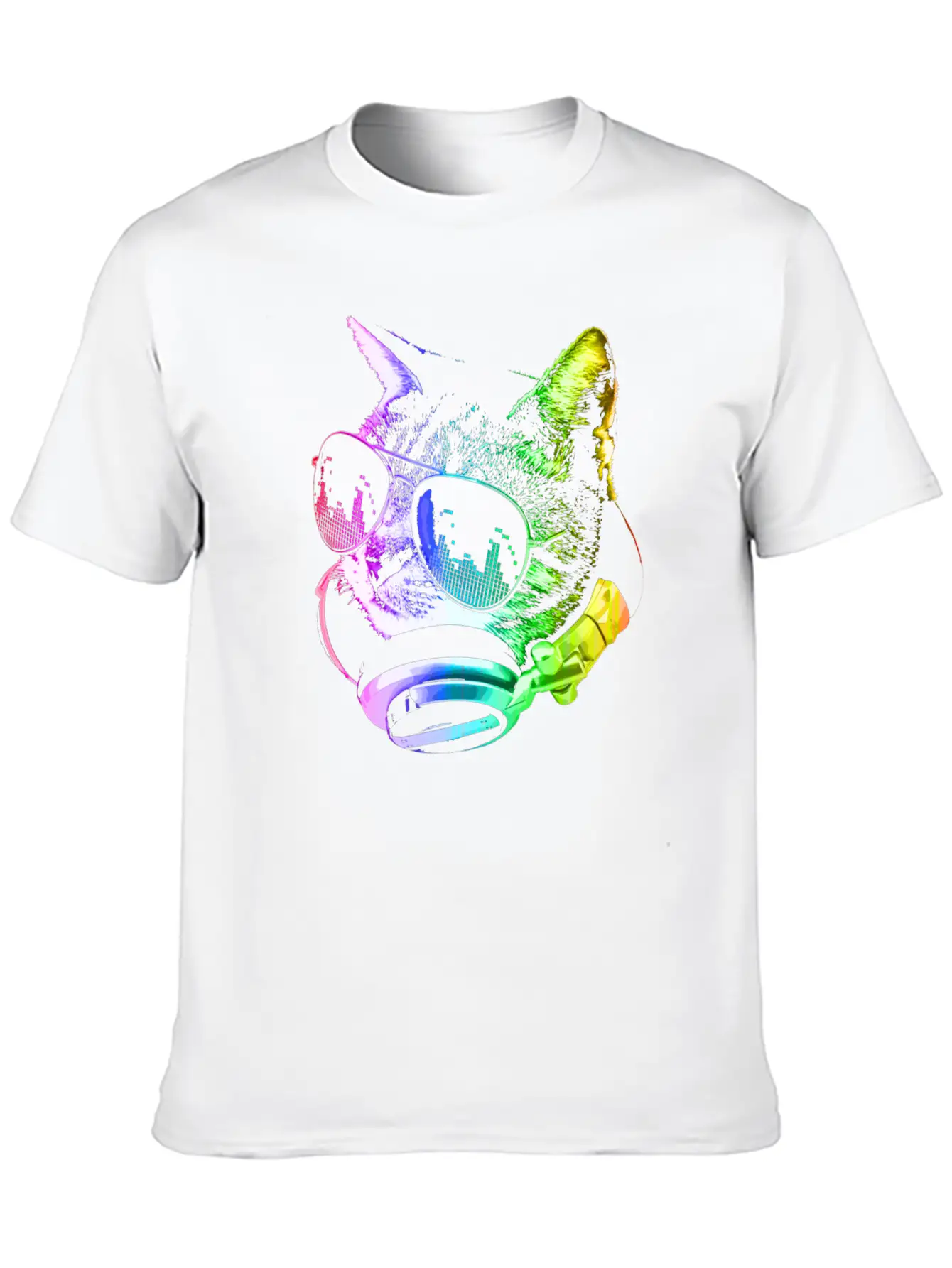 Rainbow Music Cat Unisex Casual T-Shirt – Clean Design For Daily Comfort