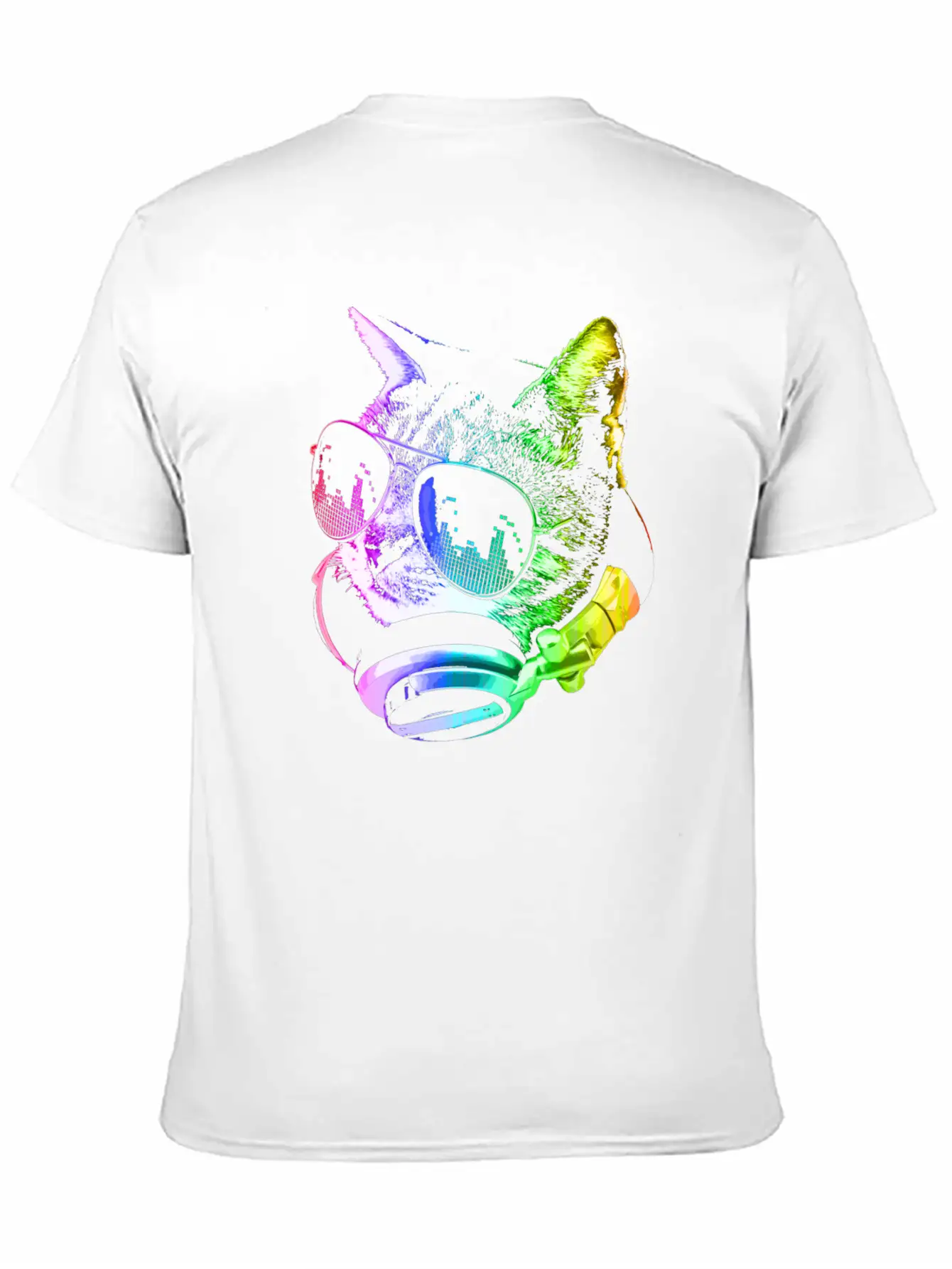 Rainbow Music Cat Unisex Casual T-Shirt – Clean Design For Daily Comfort
