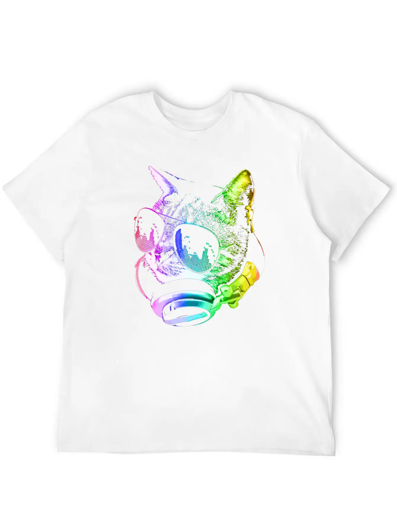 Rainbow Music Cat Unisex Casual T-Shirt – Clean Design For Daily Comfort