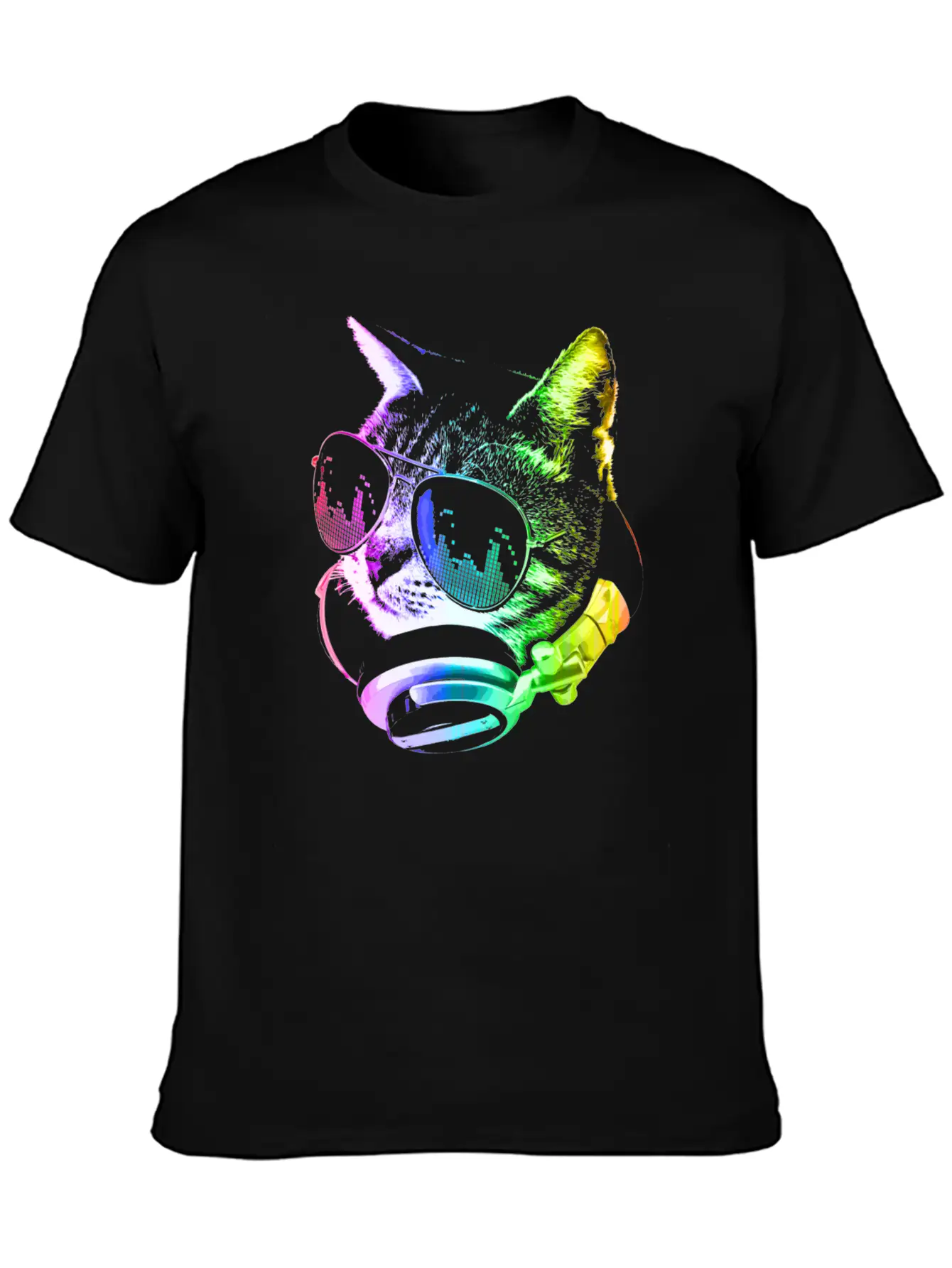 Rainbow Music Cat Unisex Casual T-Shirt – Clean Design For Daily Comfort