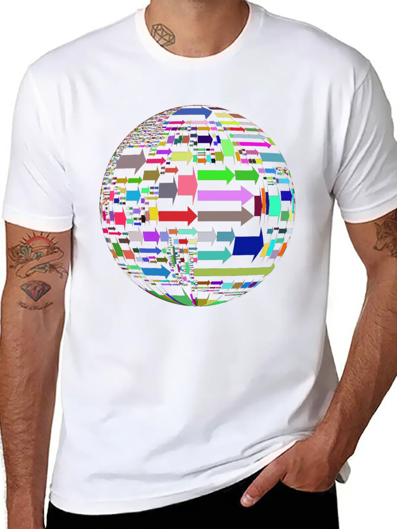 Random Arrows Sphere Prismatic Unisex Casual T-Shirt – Clean Design For Daily Comfort
