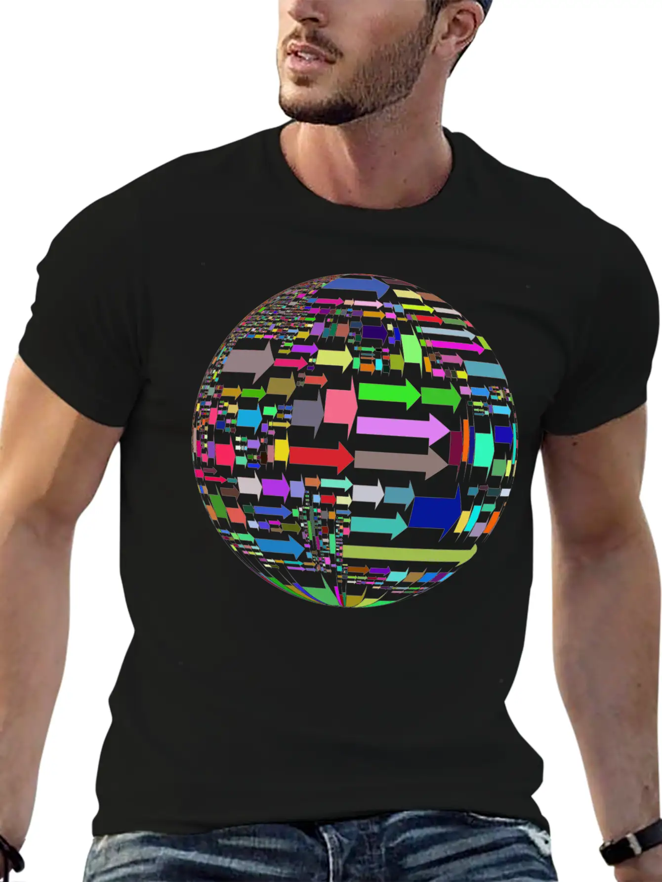 Random Arrows Sphere Prismatic Unisex Casual T-Shirt – Clean Design For Daily Comfort