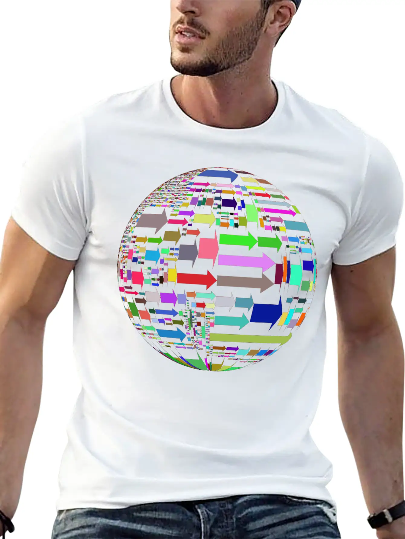 Random Arrows Sphere Prismatic Unisex Casual T-Shirt – Clean Design For Daily Comfort