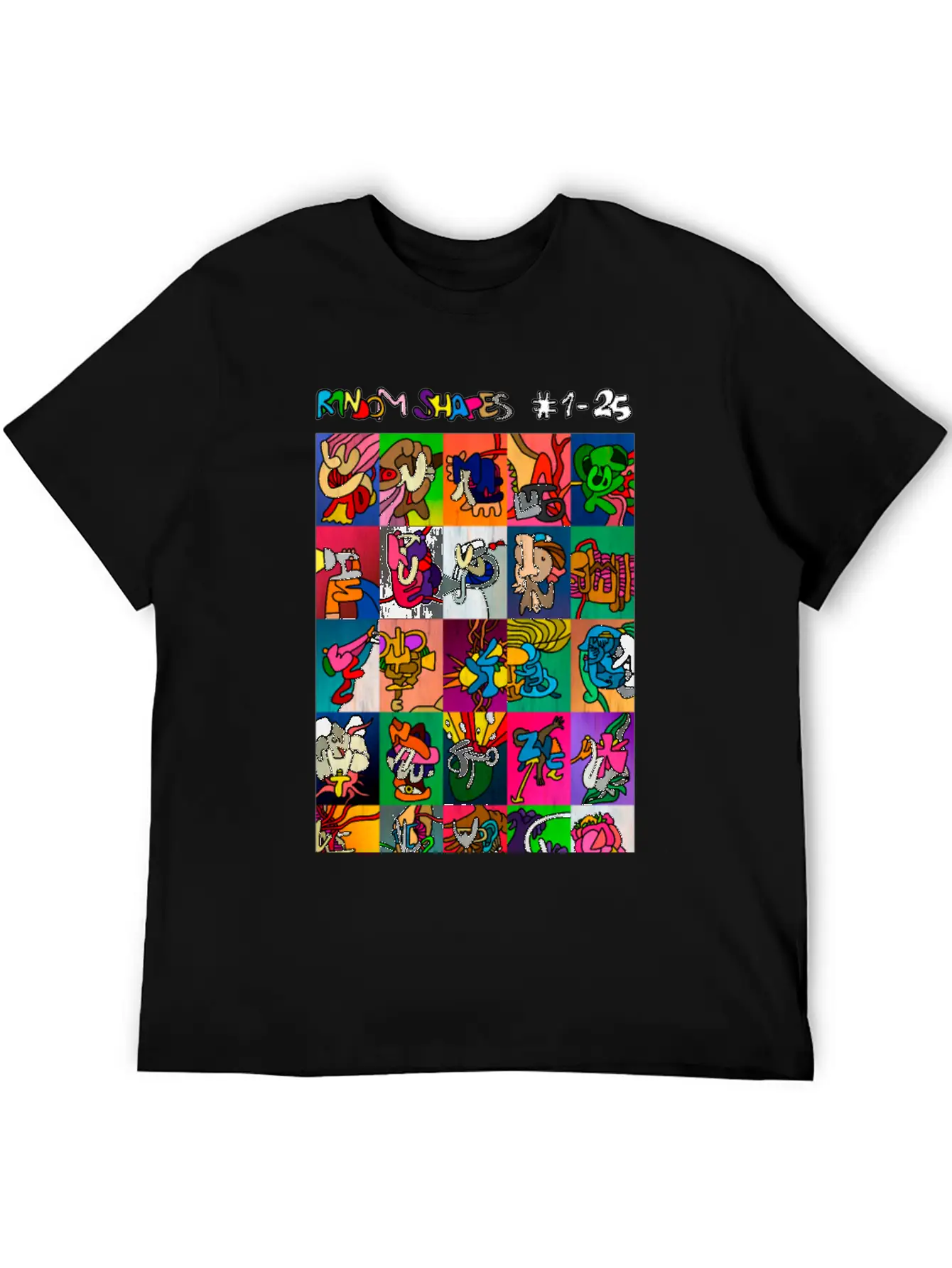 Random Shapes Collage #1-25 (with Text) Comfortable Minimalist Graphic Tee – Summer Style Essential