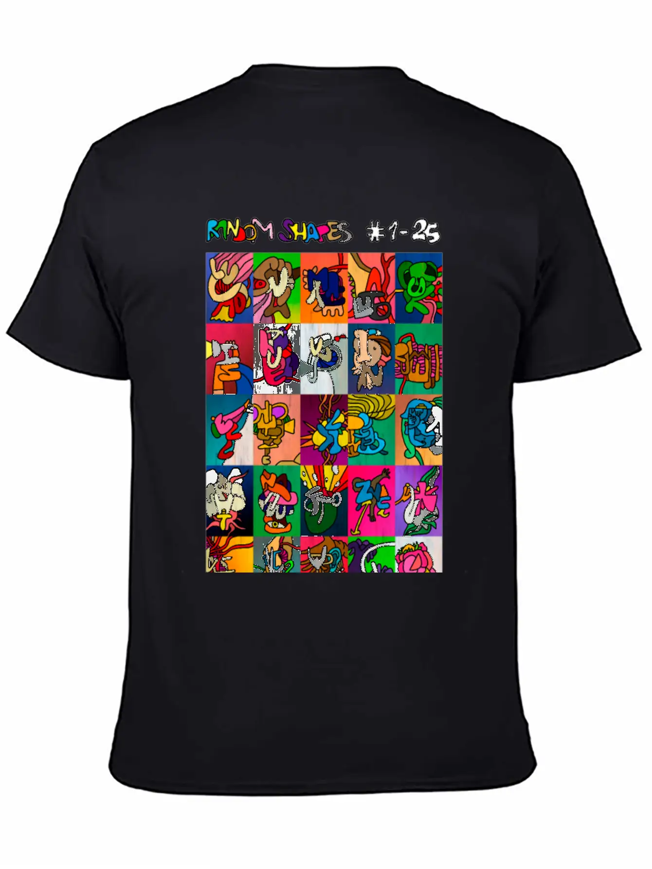 Random Shapes Collage #1-25 (with Text) Comfortable Minimalist Graphic Tee – Summer Style Essential