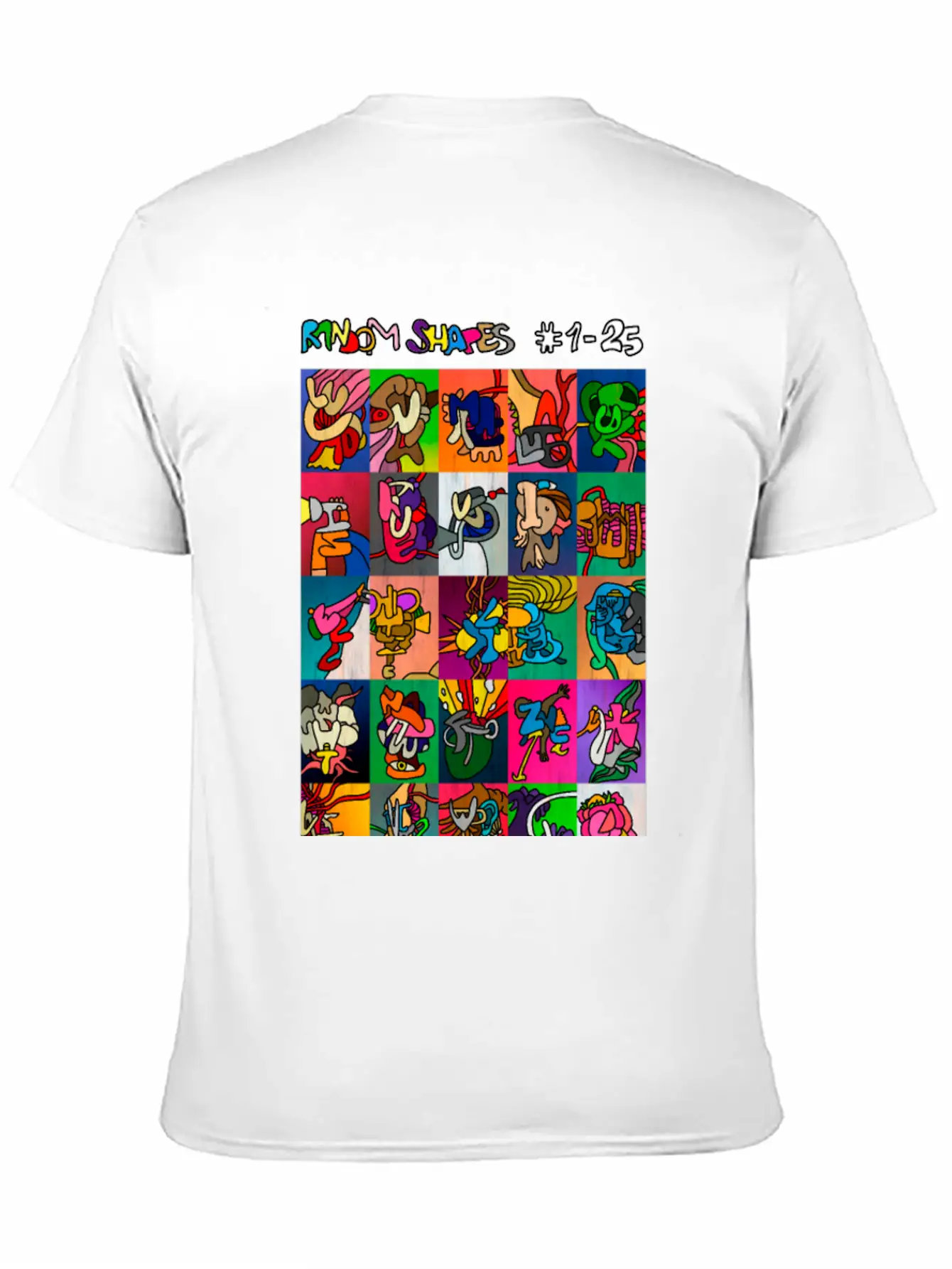 Random Shapes Collage #1-25 (with Text) Comfortable Minimalist Graphic Tee – Summer Style Essential