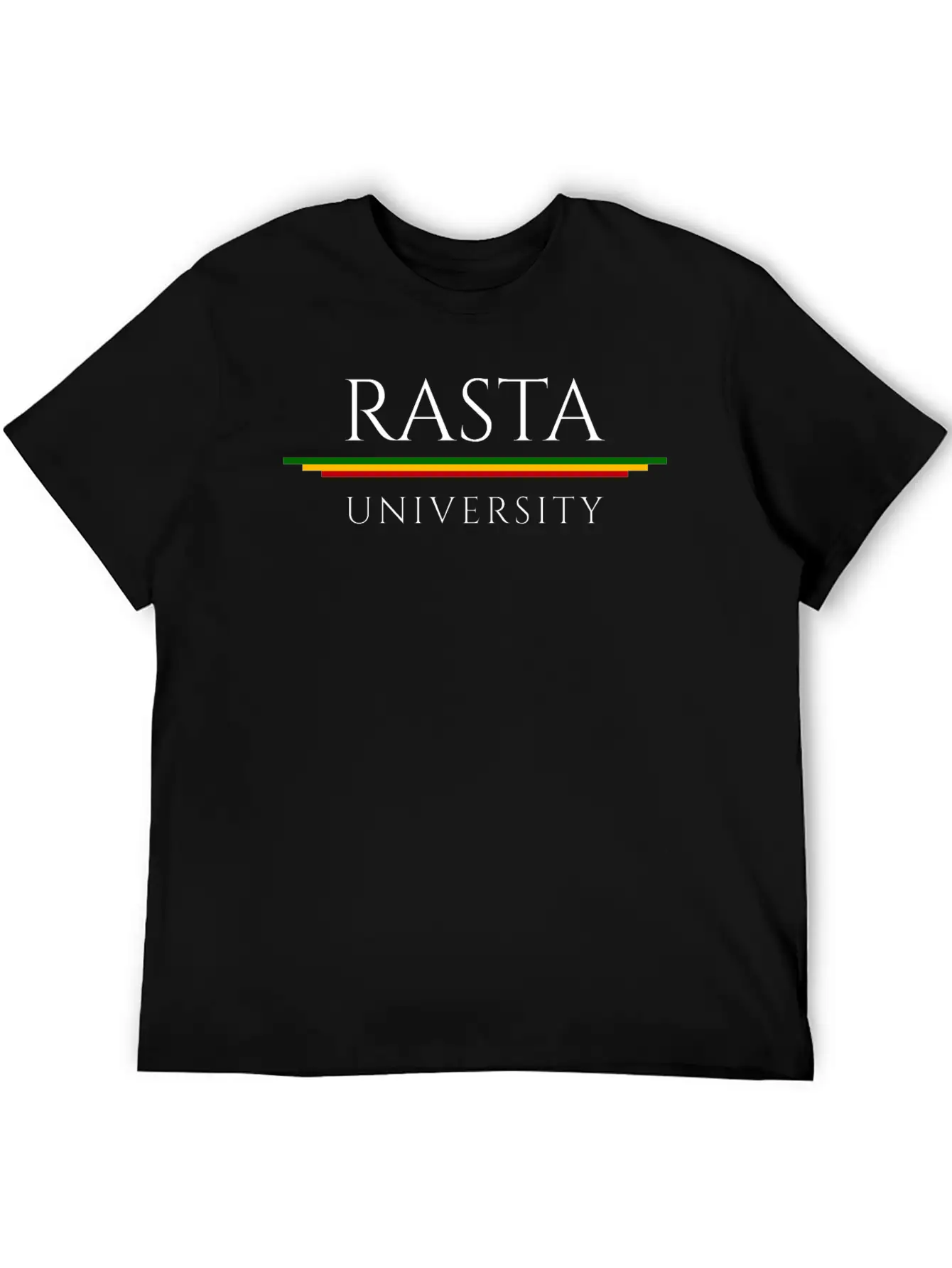 Rasta University Typography Rasta Colors Reggae Unisex Short Sleeve Soft Cotton T-Shirt – Casual Everyday Wear