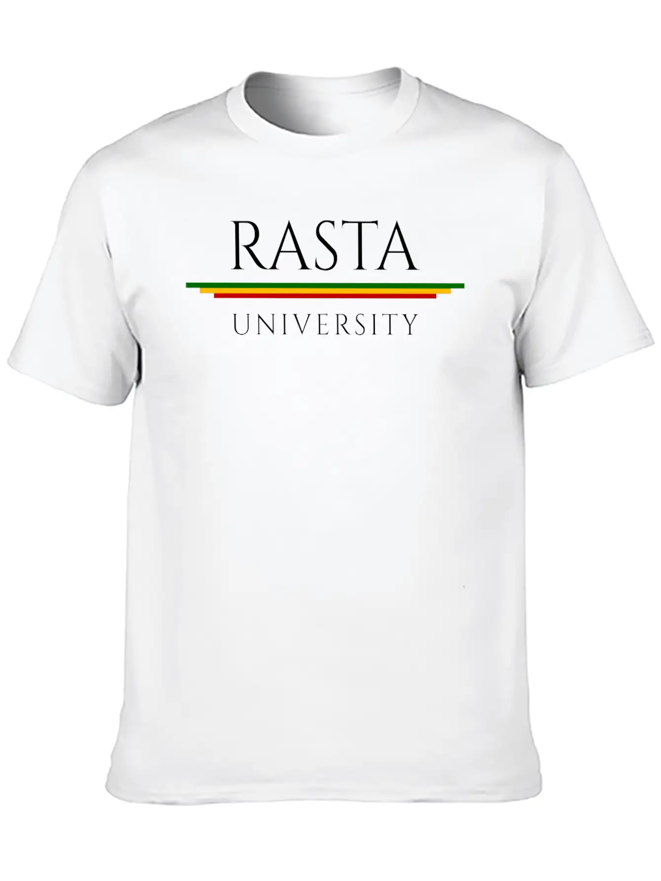 Rasta University Typography Rasta Colors Reggae Unisex Short Sleeve Soft Cotton T-Shirt – Casual Everyday Wear