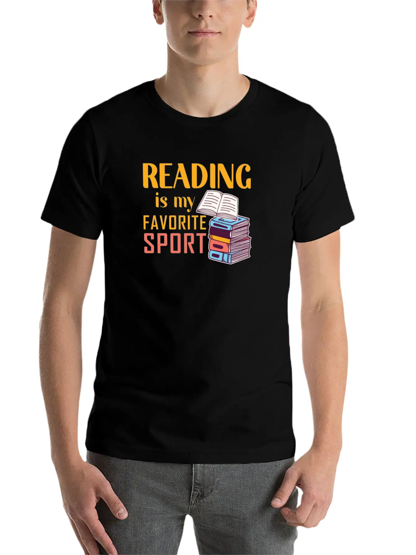 Reading Is My Favorite Sport Loves To Read Books Unisex Short Sleeve Soft Cotton T-Shirt – Casual Everyday Wear