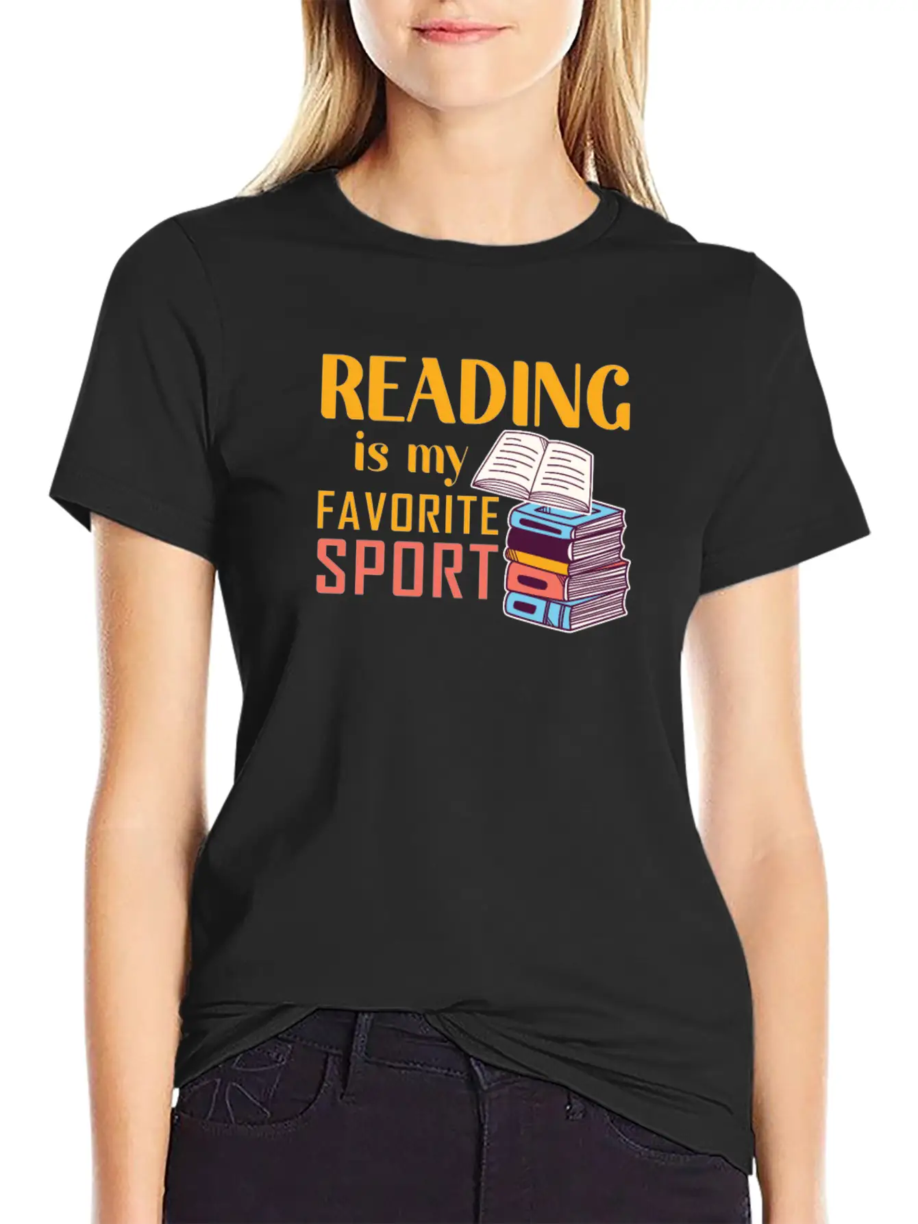 Reading Is My Favorite Sport Loves To Read Books Unisex Short Sleeve Soft Cotton T-Shirt – Casual Everyday Wear