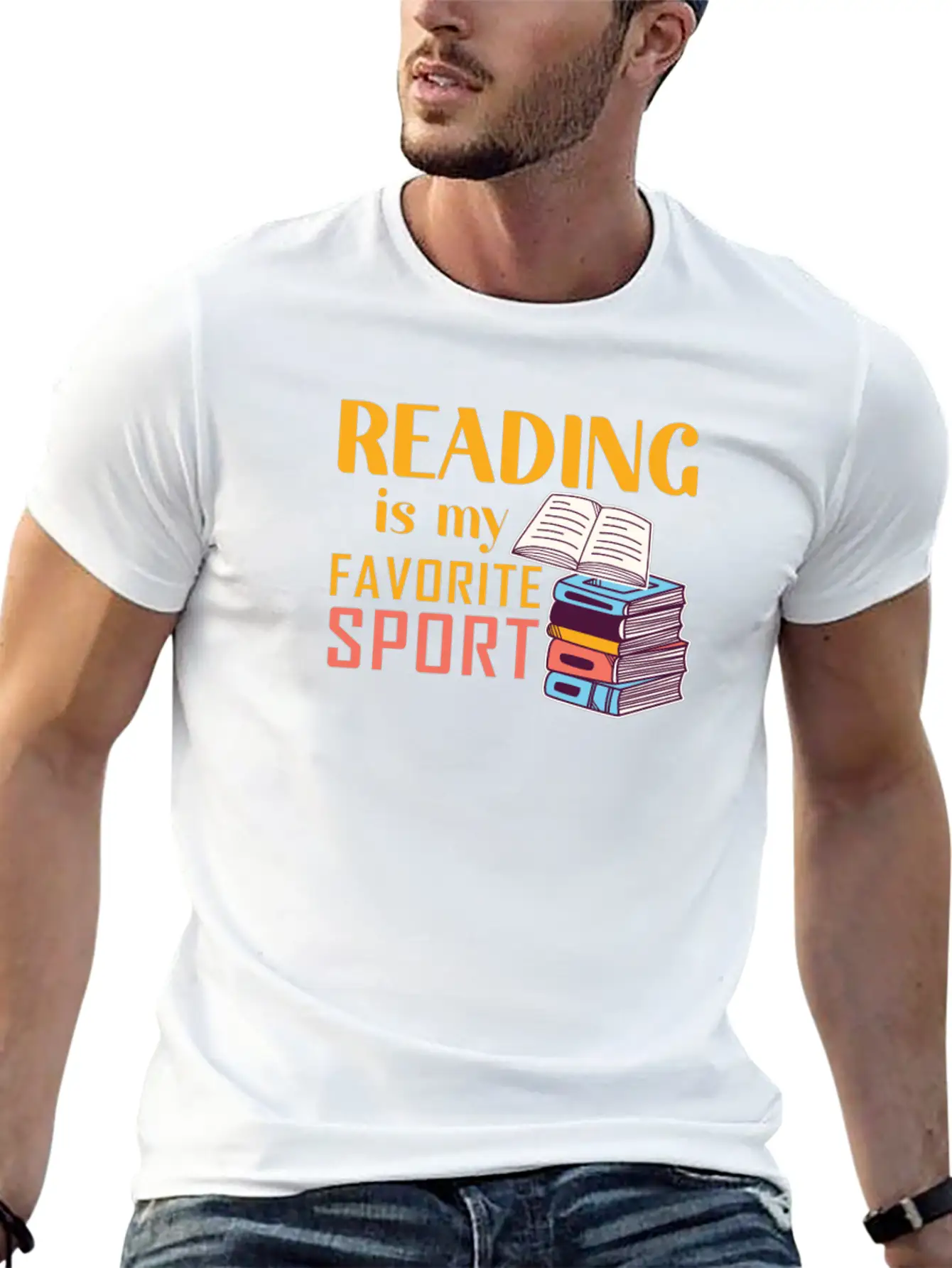 Reading Is My Favorite Sport Loves To Read Books Unisex Short Sleeve Soft Cotton T-Shirt – Casual Everyday Wear